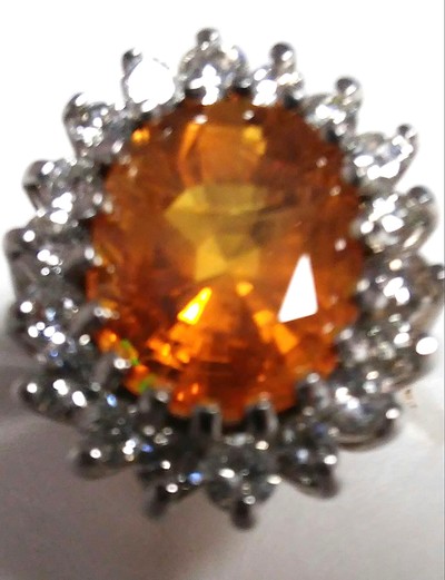 Orange Sapphire 11.67ct Oval Ring w/ Diamonds GIA Pirate Gold Coins Jewelry 2