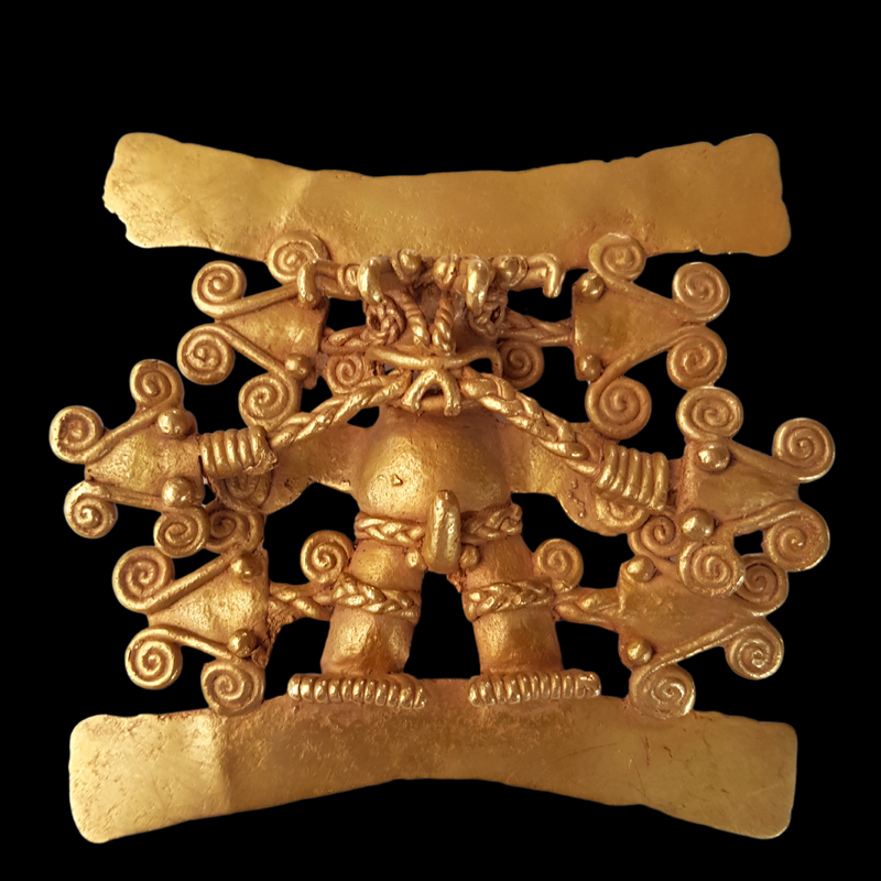 Diquis Gold Pendant Depicting a Anthropomorphic Shaman Surrounded by Serpent Heads 13