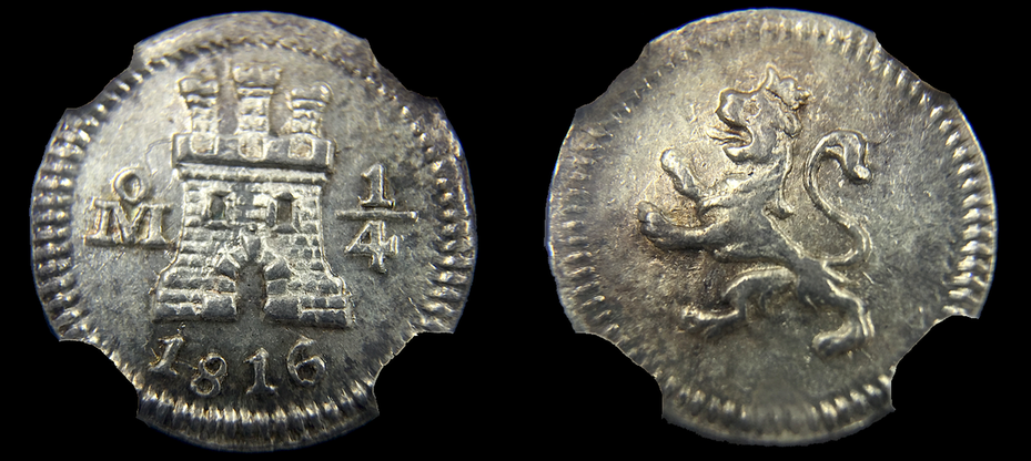 MEXICO  "Ferdinand VII"  1/4 Real  1816  ~ NGC 62 ~