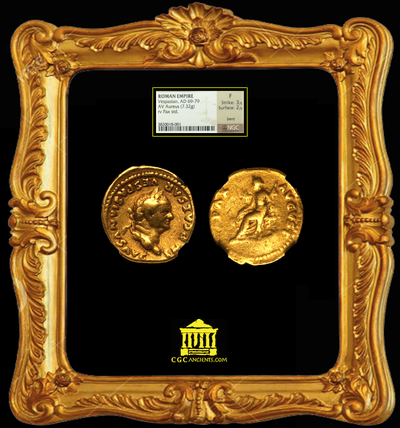 ROMAN EMPIRE   "VESPASIAN"  69-79  "CAESAR"  COLOSSEUM  AV  AUREUS GOLD  ~ NGC FINE 3x2 ~ 2