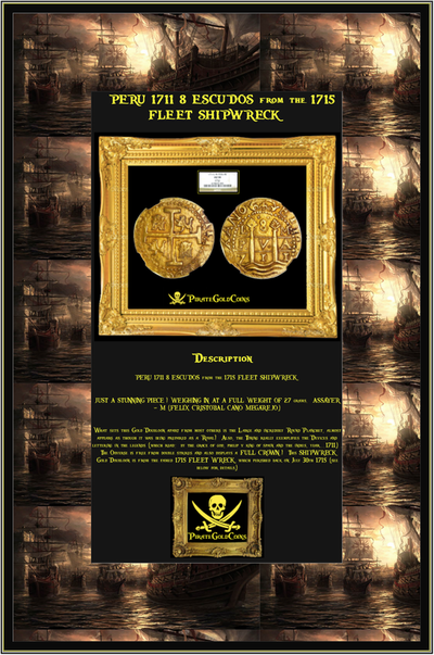 Peru 8 Escudos 1711 "1715 Plate Fleet" NGC 58 11