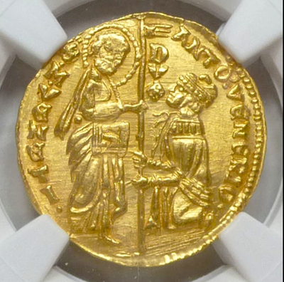 ITALY   1382-1400  GOLD  "JESUS CHRIST"  COIN  ~ NGC 64 MS ~ DUCAT 600+ YEARS OLD! 6