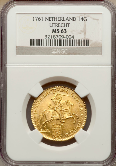 NETHERLANDS  1761  "KNIGHT RIDER"   14 GULDEN   ~ NGC 63 ~ 3