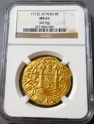 Peru 8 Escudos 1712 "1715 Plate Fleet" NGC 61 2