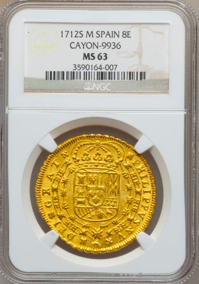 Spain 8 Escudos 1712 NGC 63 Finest Known 2