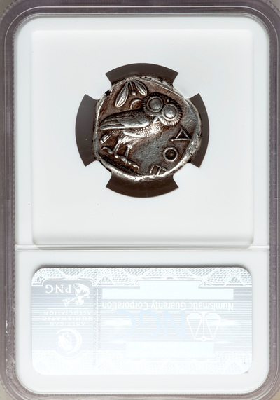 ATTICA, ATHENS 460- 440 BC   TETRADRACHM  ATHENA  OWL,  OLIVE FIG                      ~ NGC ch XF 4 x 3 ~ 7