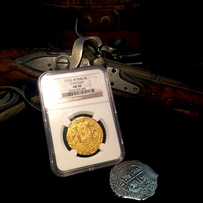 Peru 8 Escudos 1712 "1715 Plate Fleet" NGC 50 Double Date 12