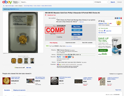 KINGDOM OF MACEDON (GREEK), "PHILIP II" 359-336 BC GOLD COIN "ALEXANDER III" ~ NGC CH AU 5 X 4 ~! 10