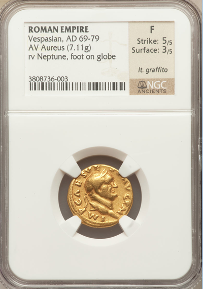 ROMAN EMPIRE  "VESPASIAN"  69-79  "CAESAR"  COLOSSEUM  AV AUREUS GOLD  ~ NGC FINE 5x3 ~ 2