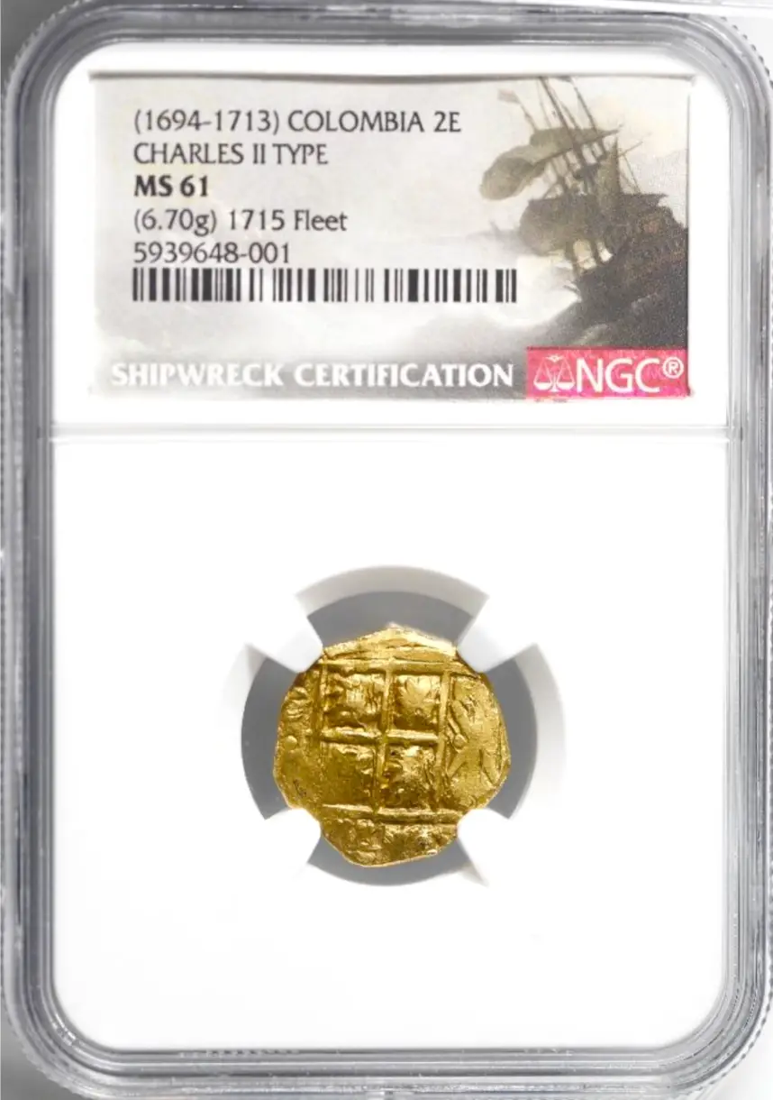 Peru  2 Escudos  1698  "1715 Plate Fleet Shipwreck"  Cuzco  NGC 62 4