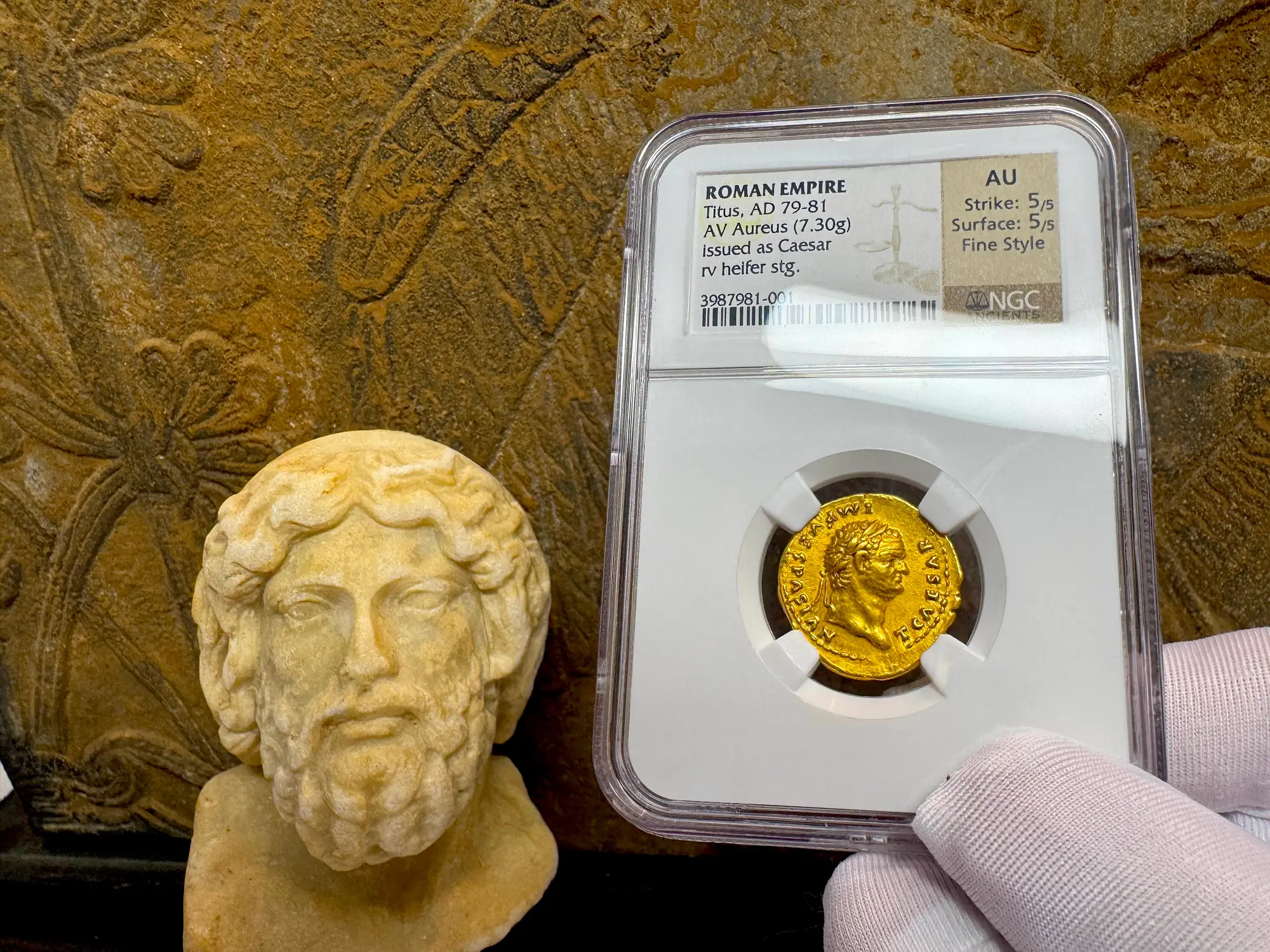 Roman Empire "Titus" 79AD NGC AU 5x5 Fine Style 3