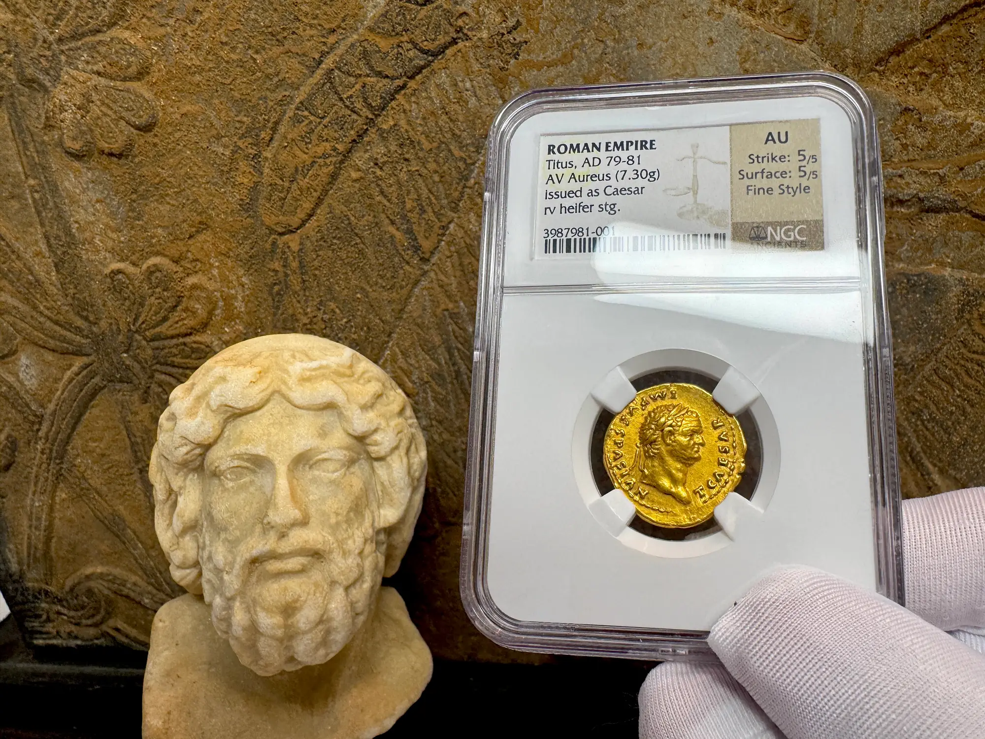 Roman Empire "Titus" 79AD NGC AU 5x5 Fine Style 4