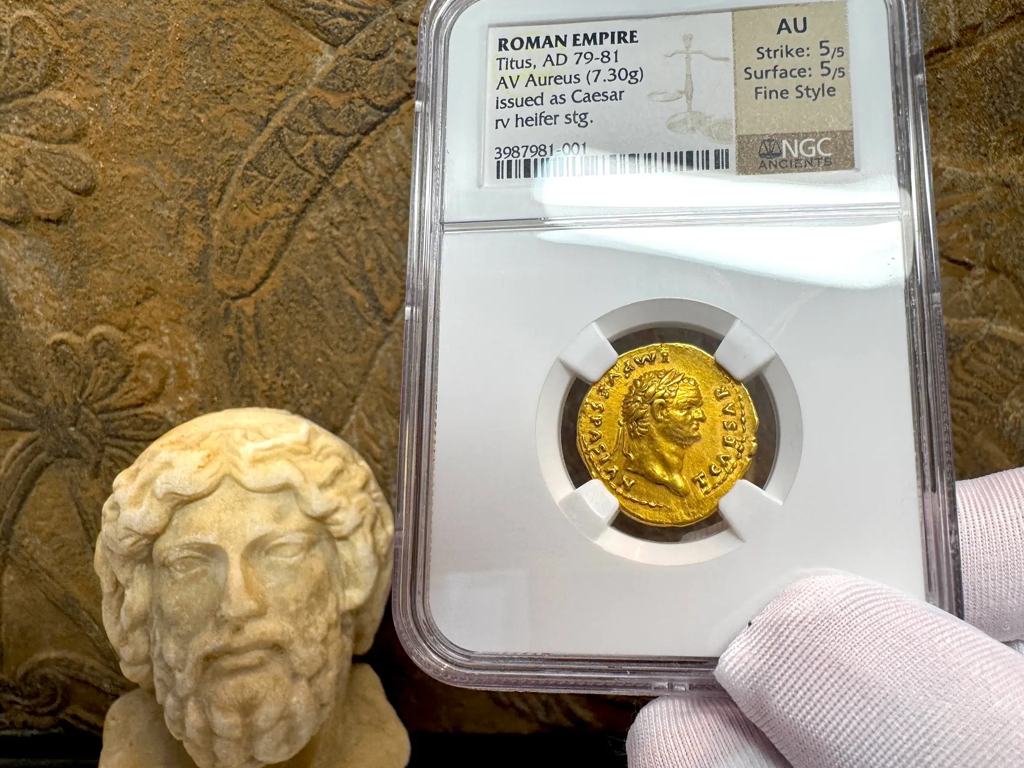 Roman Empire "Titus" 79AD NGC AU 5x5 Fine Style