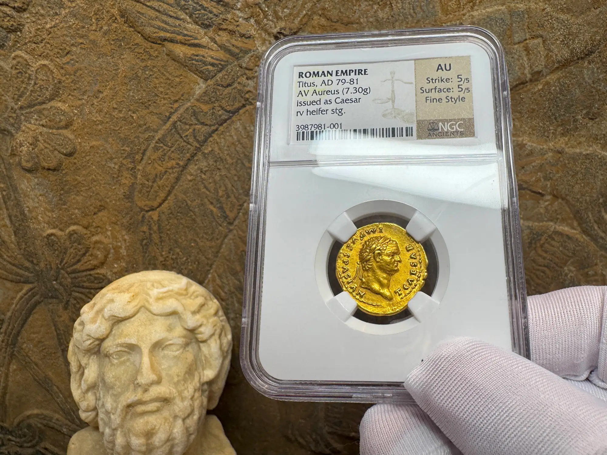 Roman Empire "Titus" 79AD NGC AU 5x5 Fine Style 5