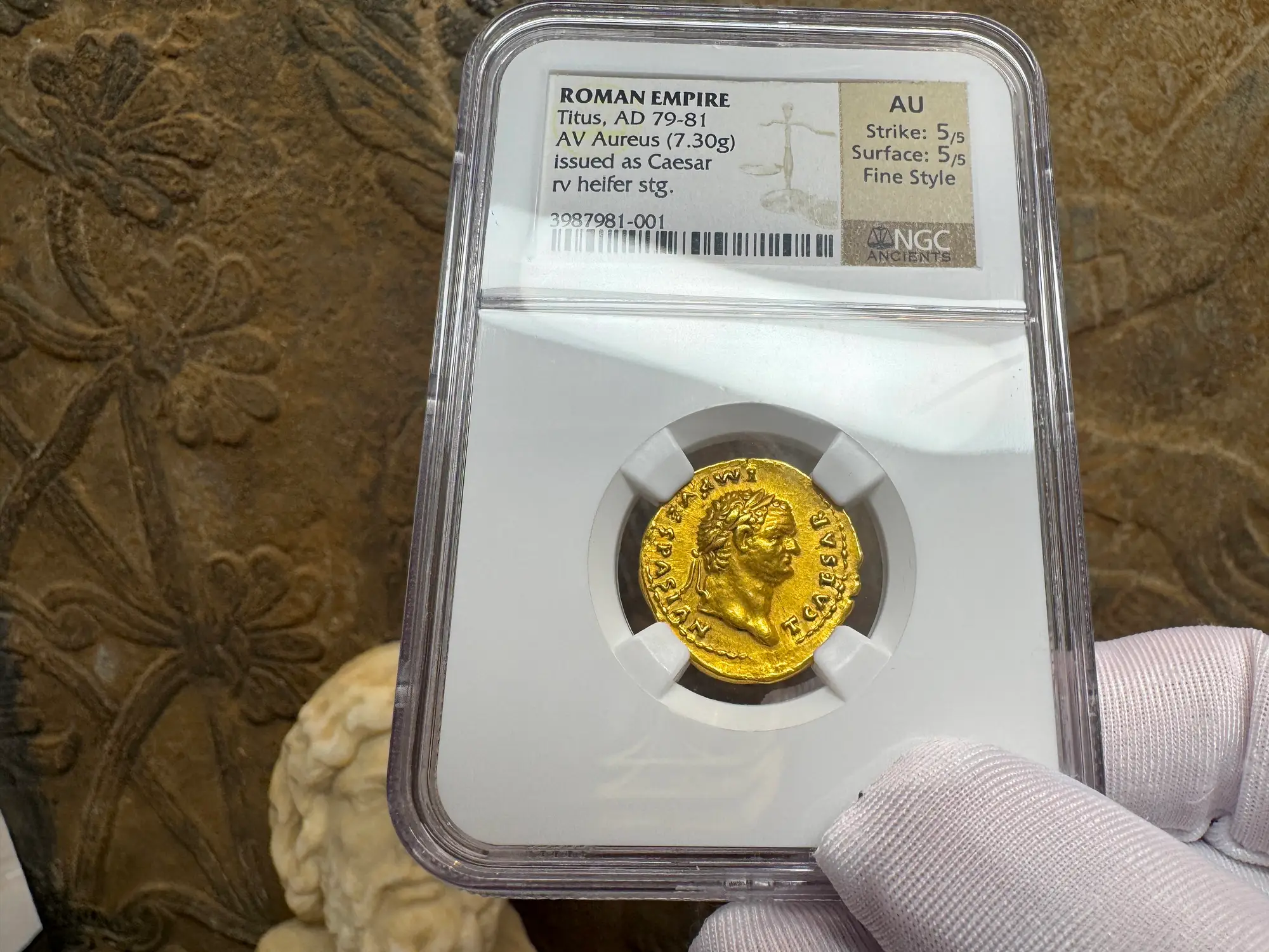 Roman Empire "Titus" 79AD NGC AU 5x5 Fine Style 6