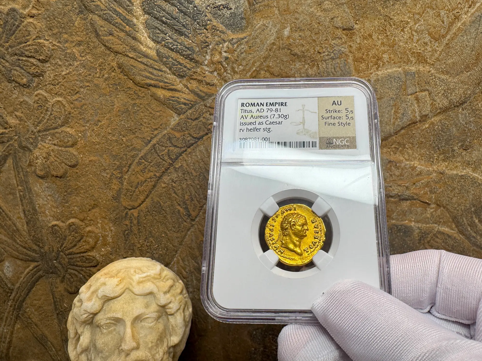 Roman Empire "Titus" 79AD NGC AU 5x5 Fine Style 7