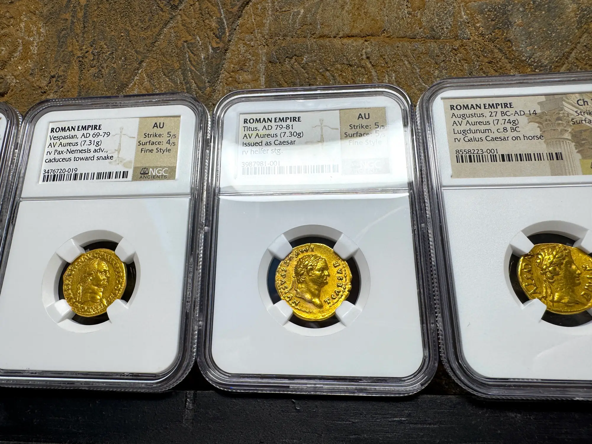 Roman Empire "Titus" 79AD NGC AU 5x5 Fine Style 19