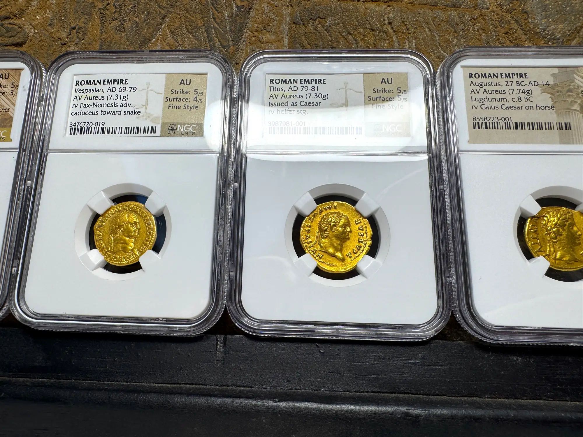 Roman Empire "Titus" 79AD NGC AU 5x5 Fine Style 20