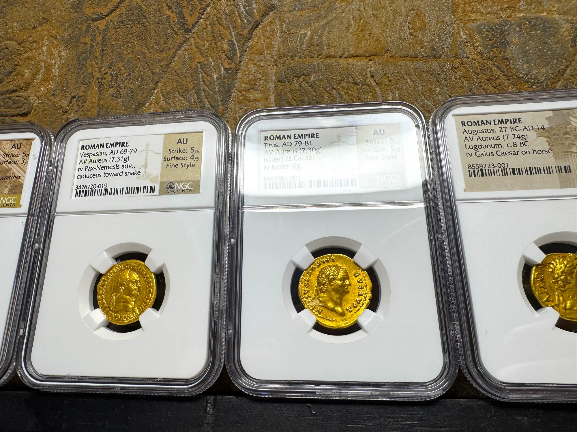 Roman Empire "Titus" 79AD NGC AU 5x5 Fine Style 23