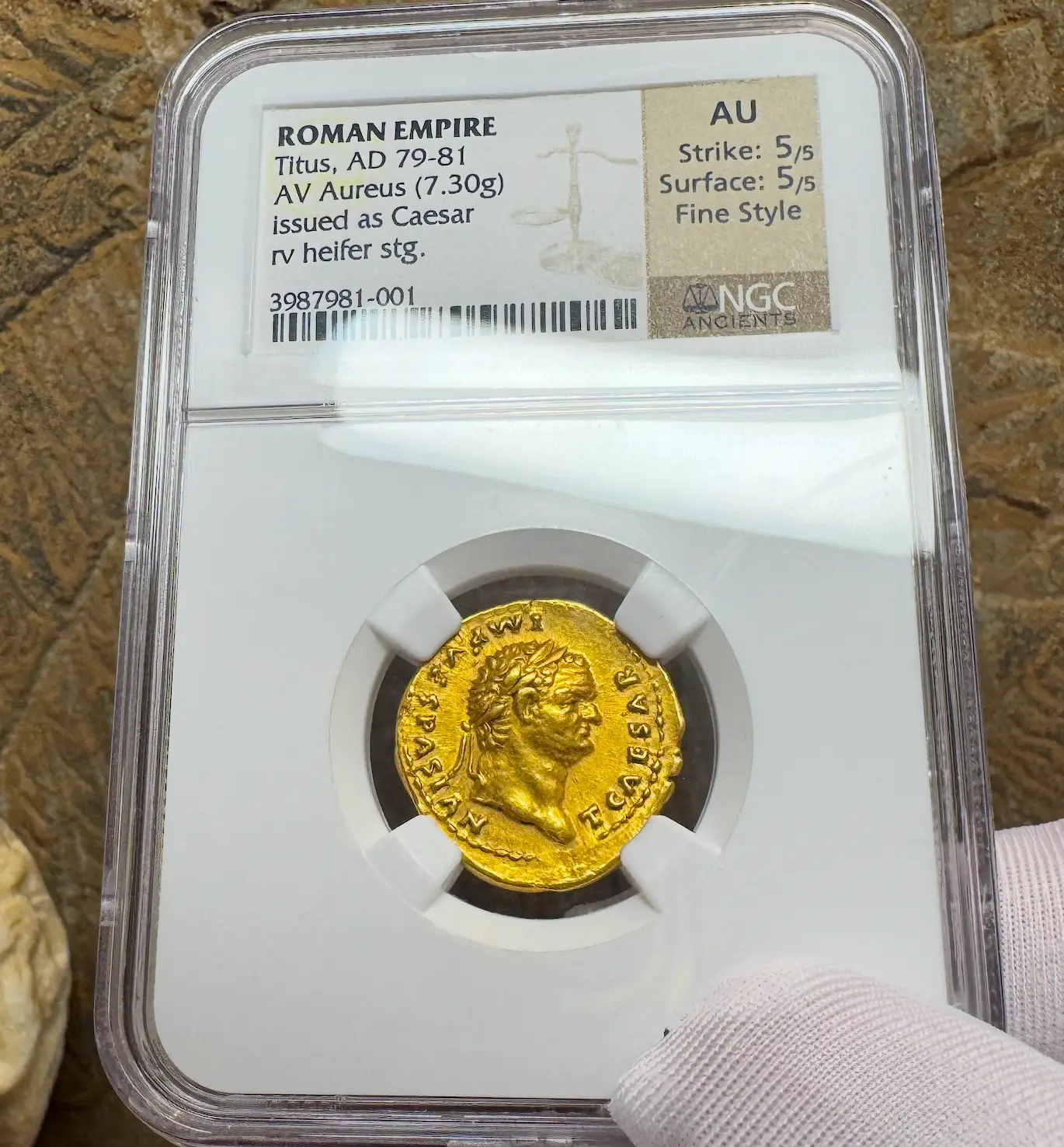 Roman Empire "Titus" 79AD NGC AU 5x5 Fine Style 28