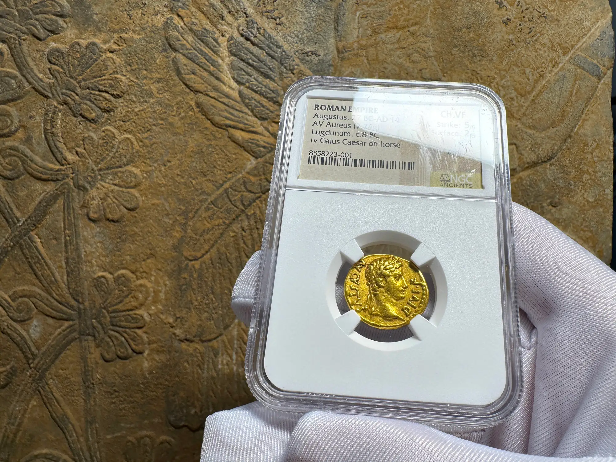 Roman Empire "Augustus" 14BC NGC CH VF 5x2  6