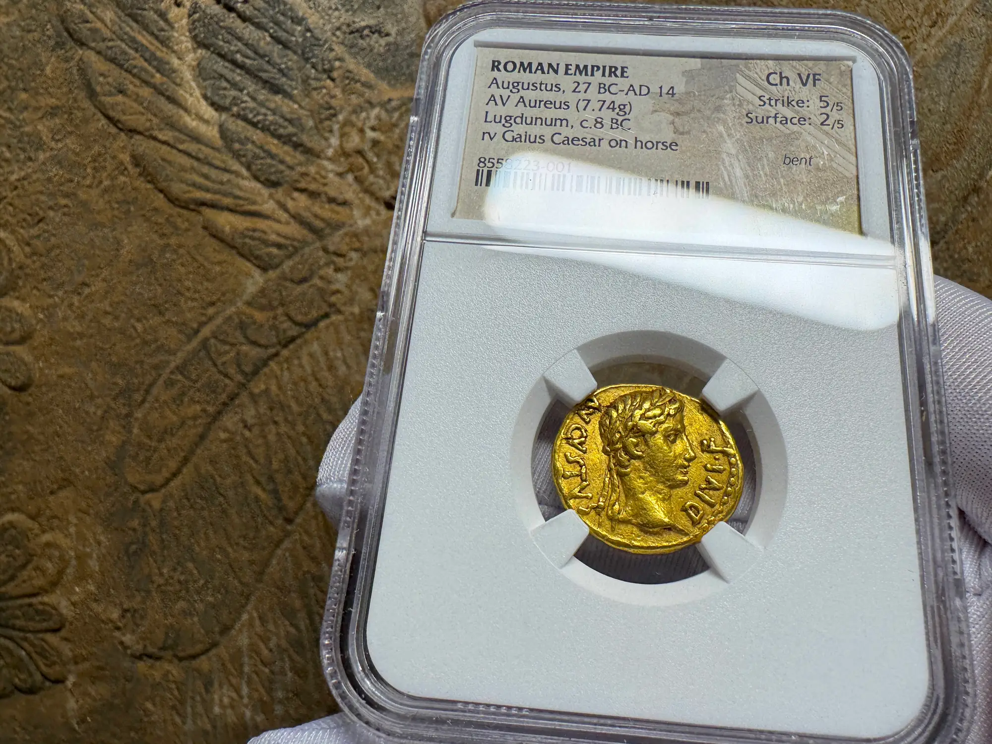 Roman Empire "Augustus" 14BC NGC CH VF 5x2  5