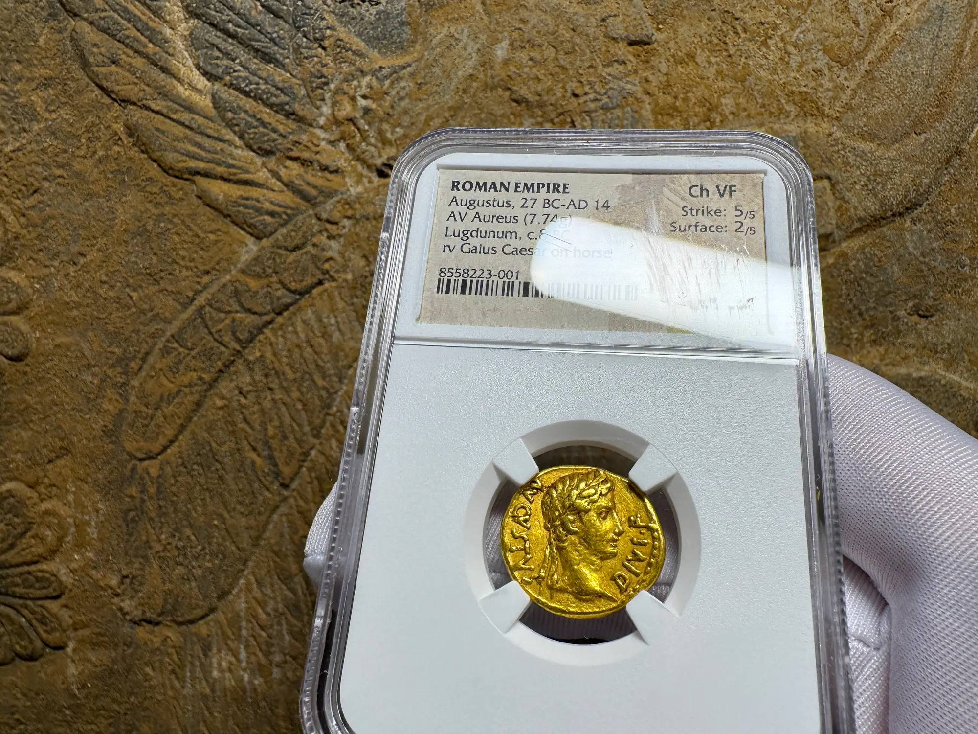 Roman Empire "Augustus" 14BC NGC CH VF 5x2  7