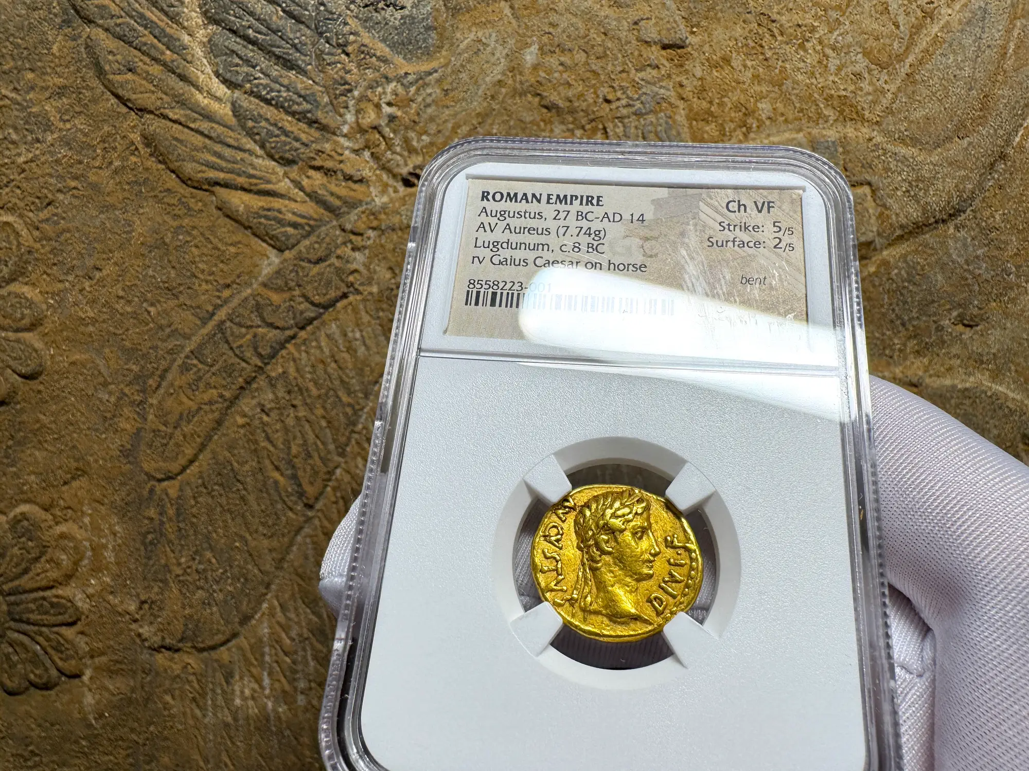 Roman Empire "Augustus" 14BC NGC CH VF 5x2  8