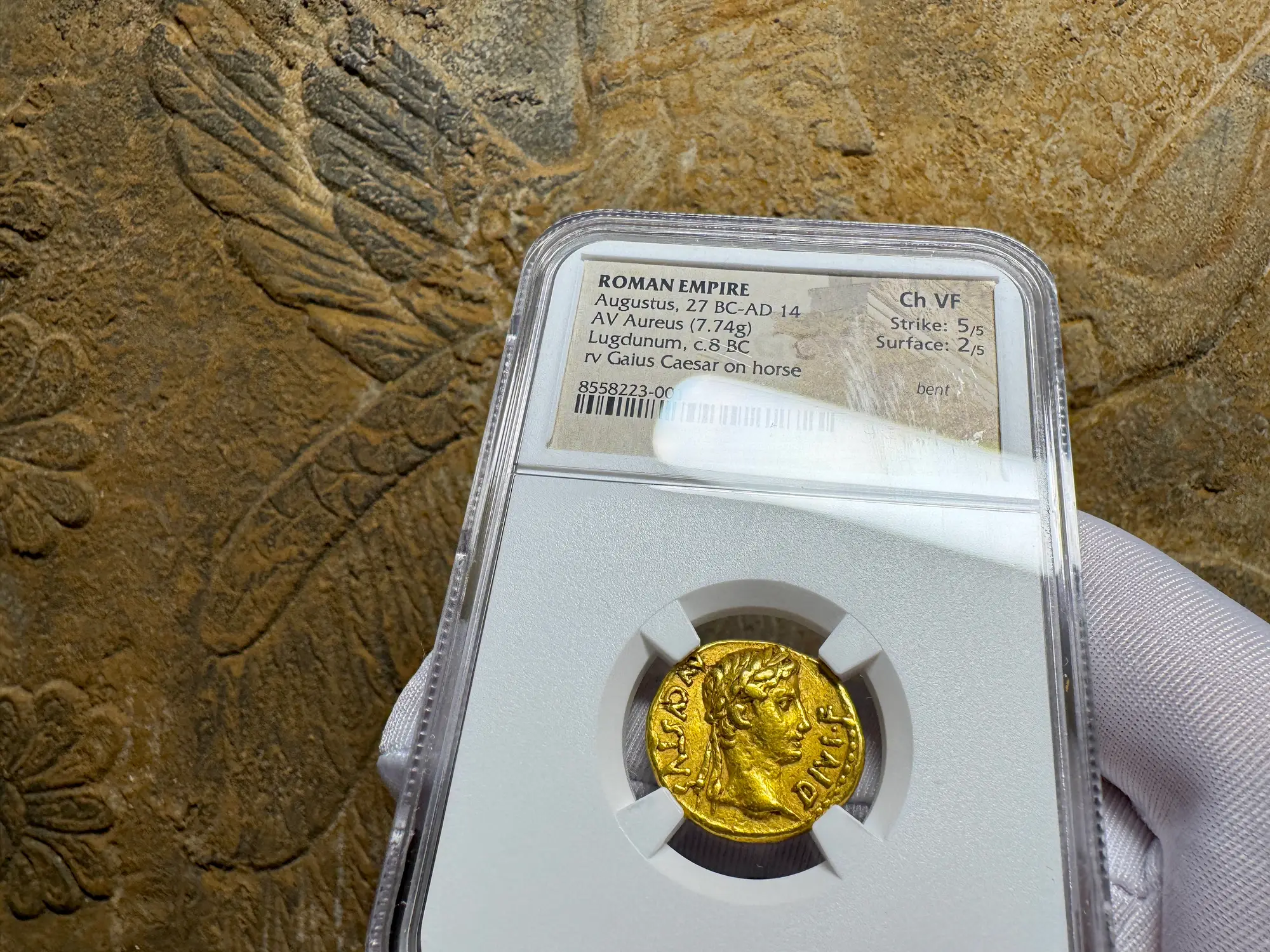 Roman Empire "Augustus" 14BC NGC CH VF 5x2  9