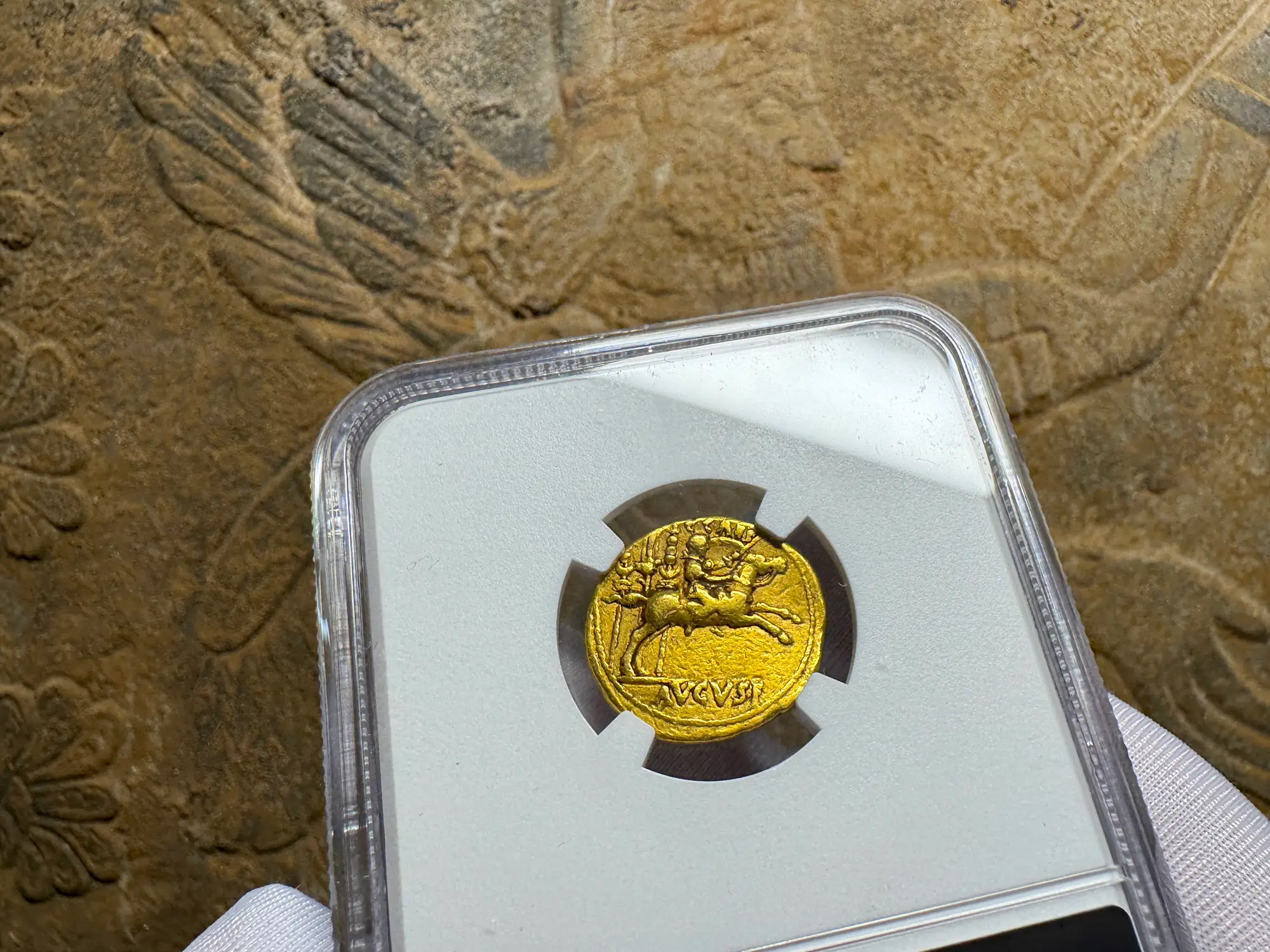 Roman Empire "Augustus" 14BC NGC CH VF 5x2  4