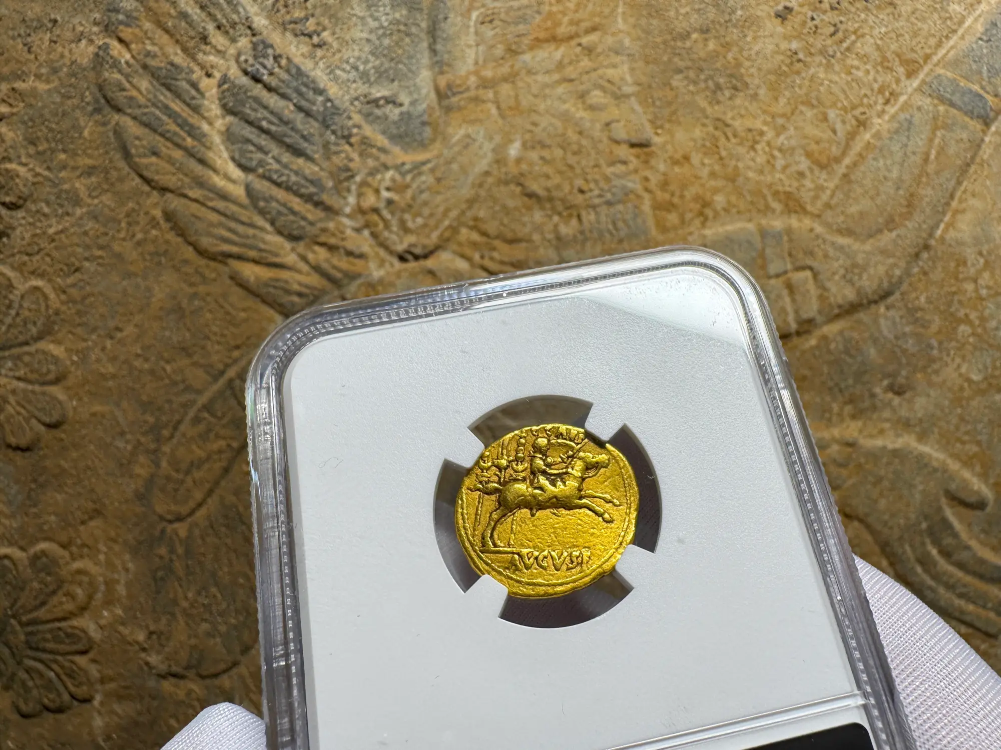 Roman Empire "Augustus" 14BC NGC CH VF 5x2  10