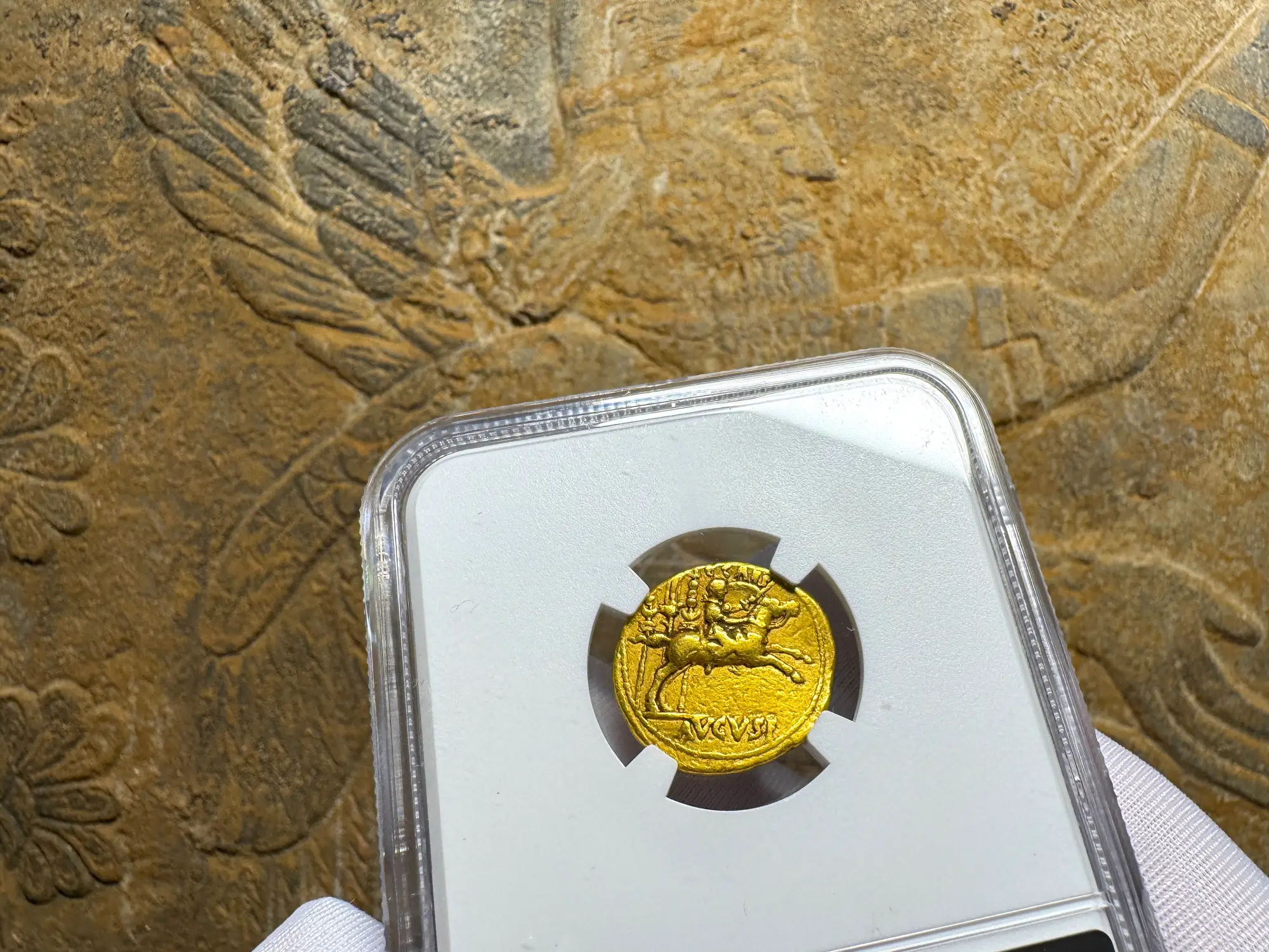 Roman Empire "Augustus" 14BC NGC CH VF 5x2  11