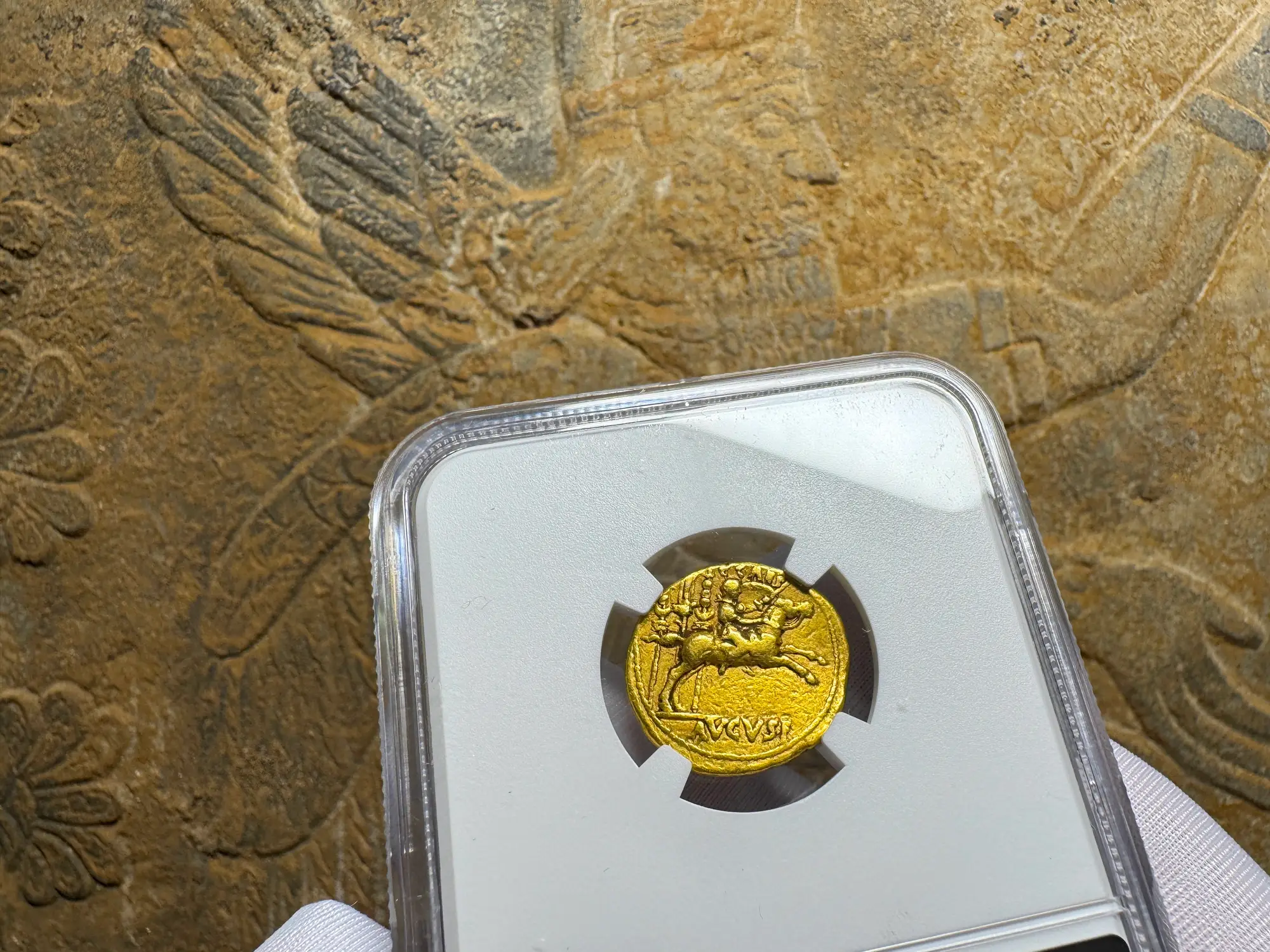 Roman Empire "Augustus" 14BC NGC CH VF 5x2  12