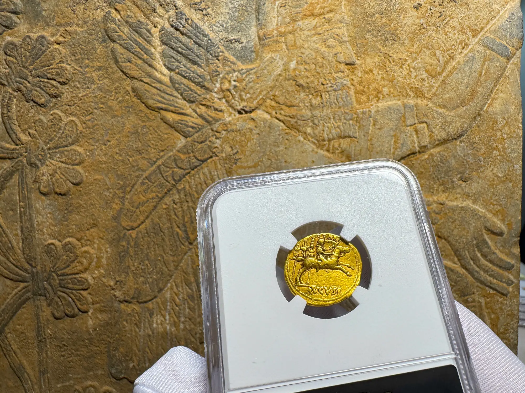 Roman Empire "Augustus" 14BC NGC CH VF 5x2  13