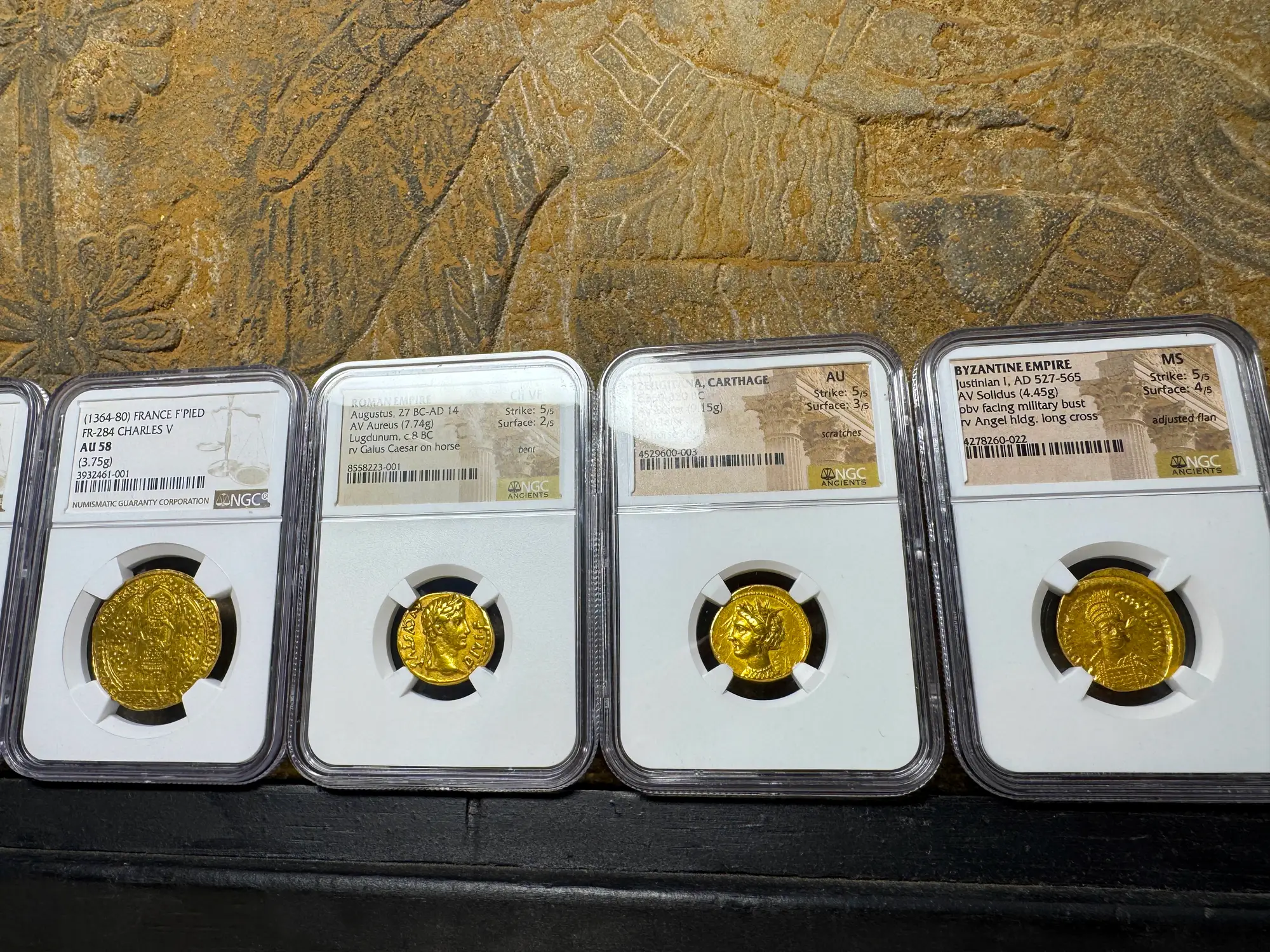 Roman Empire "Augustus" 14BC NGC CH VF 5x2  14