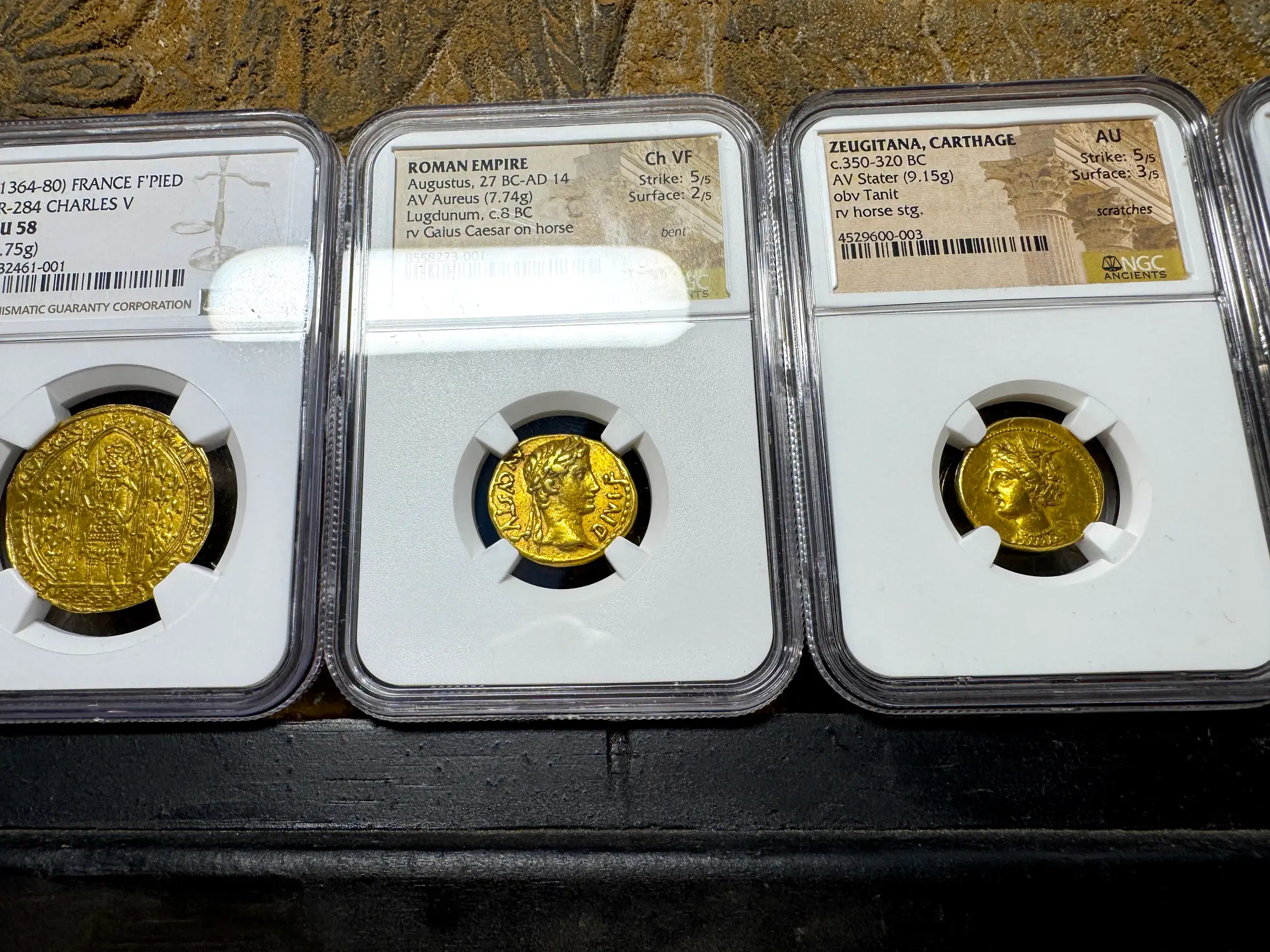 Roman Empire "Augustus" 14BC NGC CH VF 5x2  15