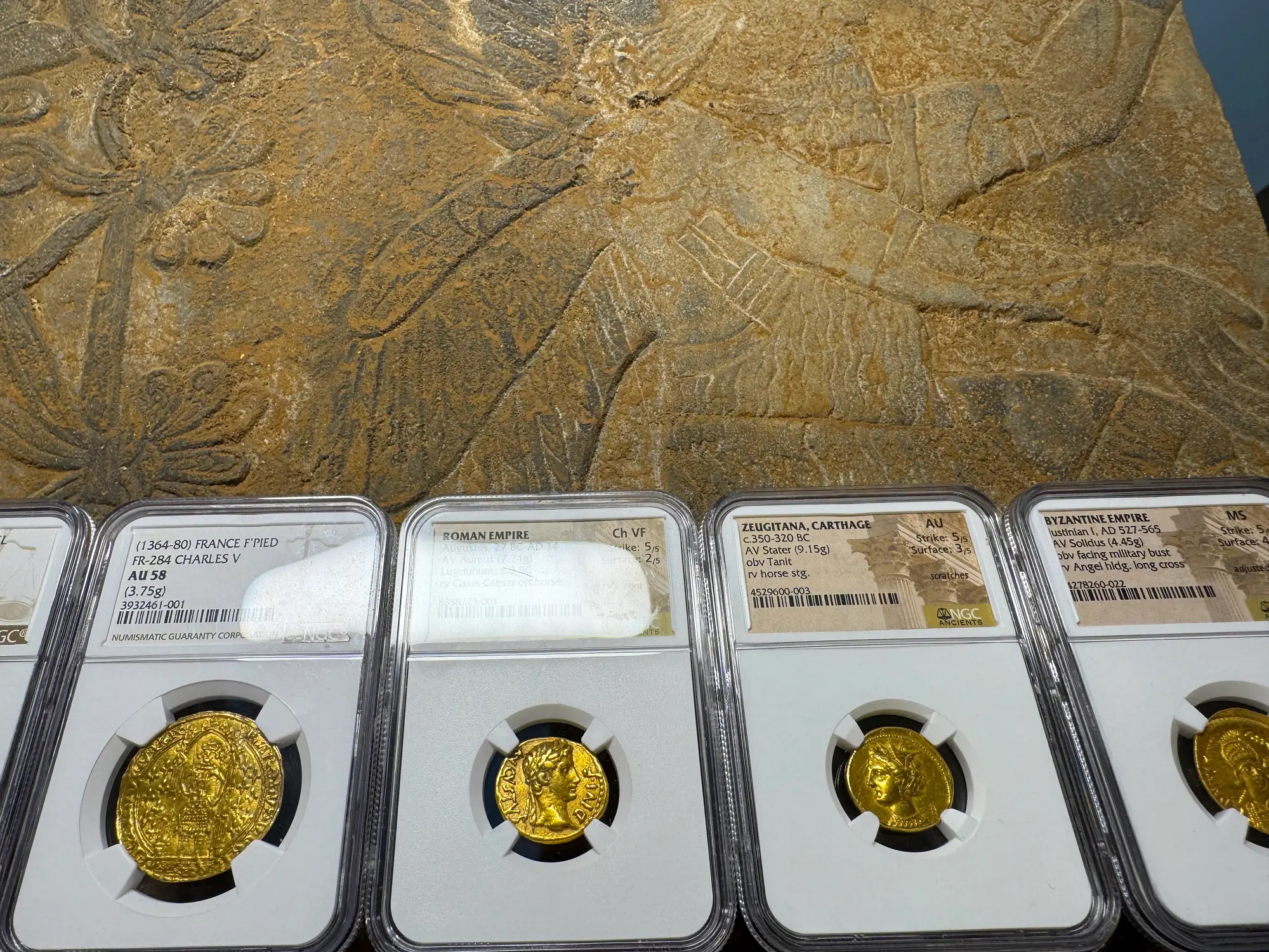 Roman Empire "Augustus" 14BC NGC CH VF 5x2  16