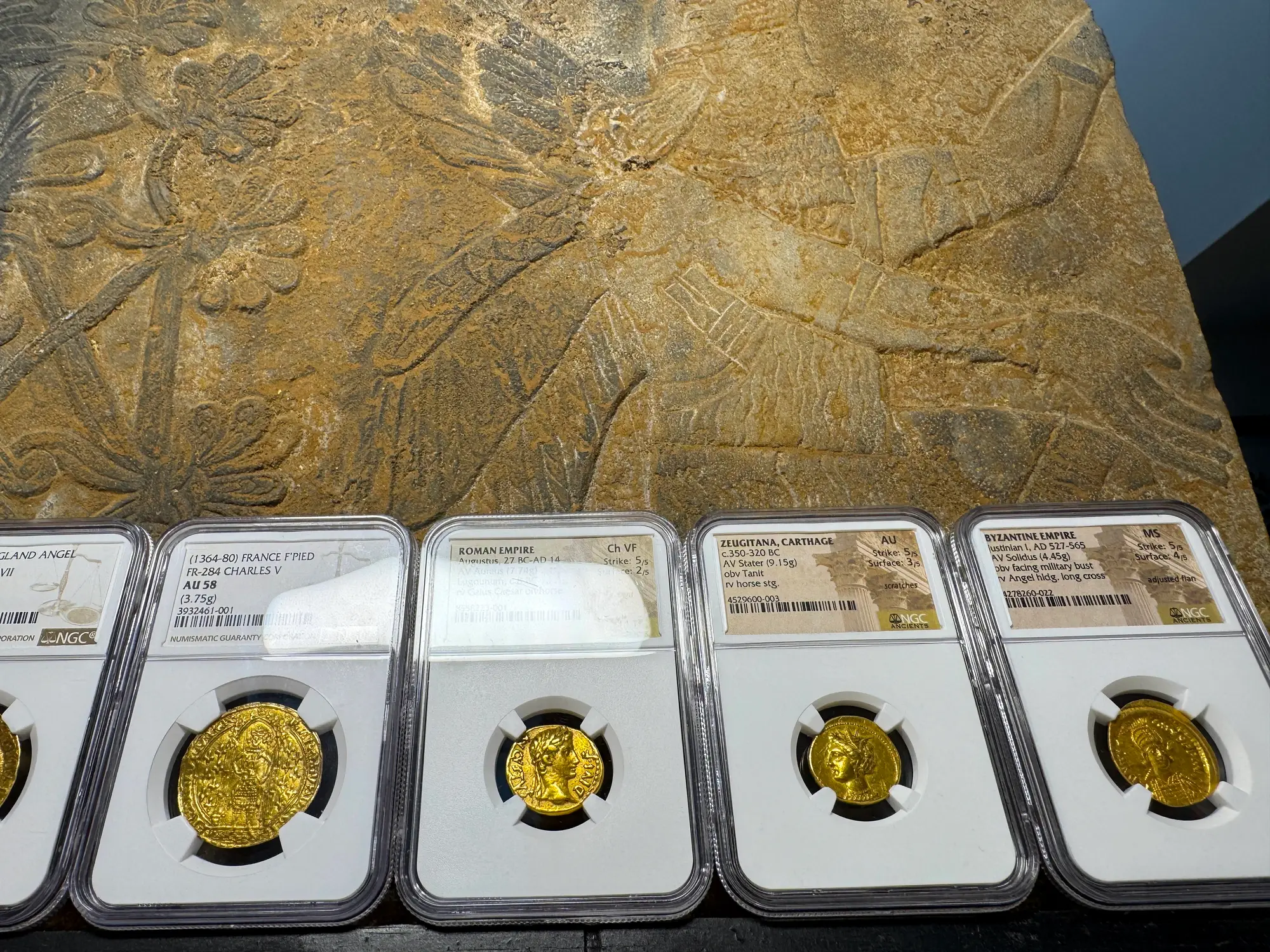 Roman Empire "Augustus" 14BC NGC CH VF 5x2  17