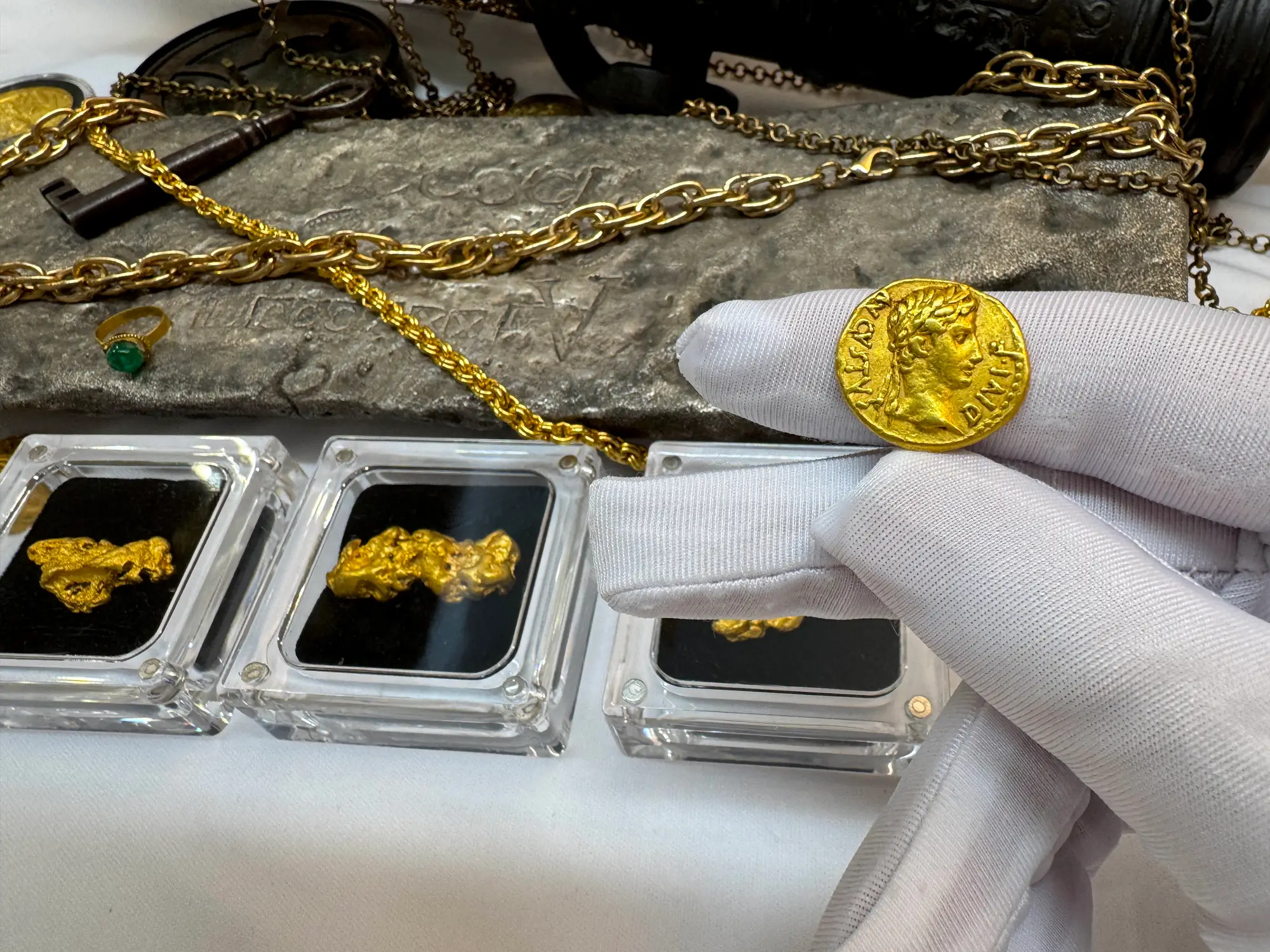 Roman Empire "Augustus" 14BC NGC CH VF 5x2  20