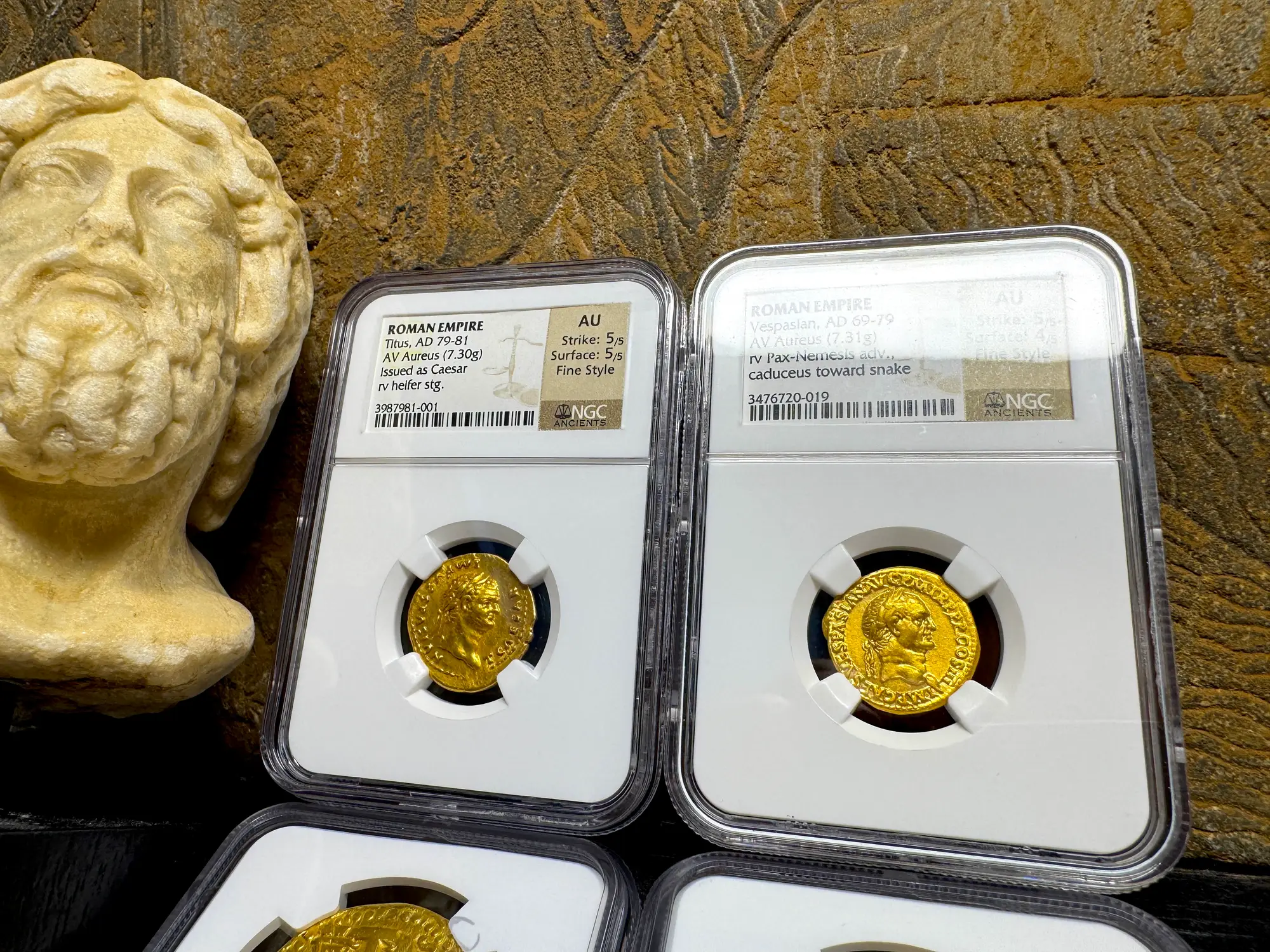 Roman Empire "Vespasian" 10th Caesar NGC AU 5x4 Fine Style 5