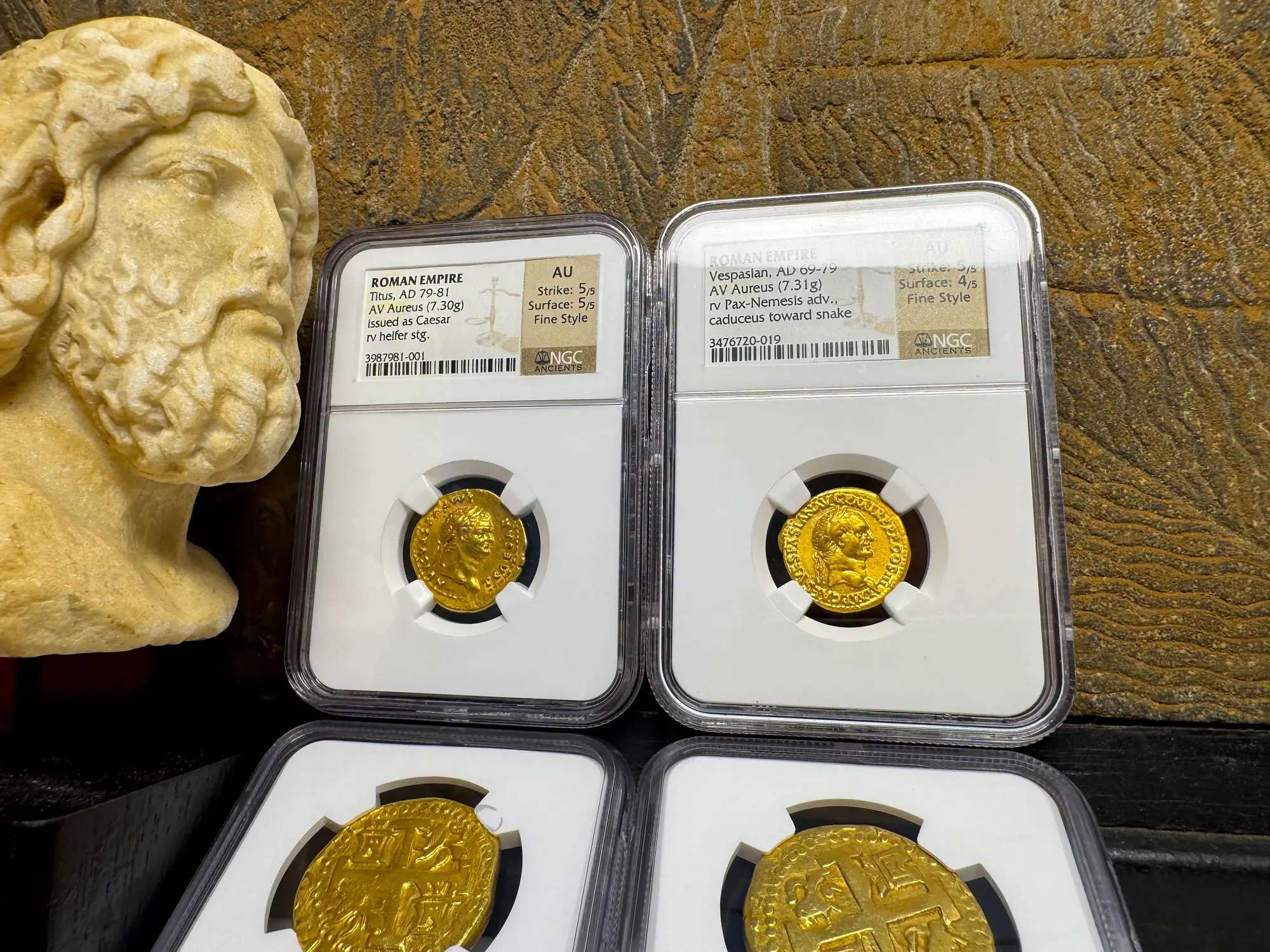 Roman Empire "Vespasian" 10th Caesar NGC AU 5x4 Fine Style 7