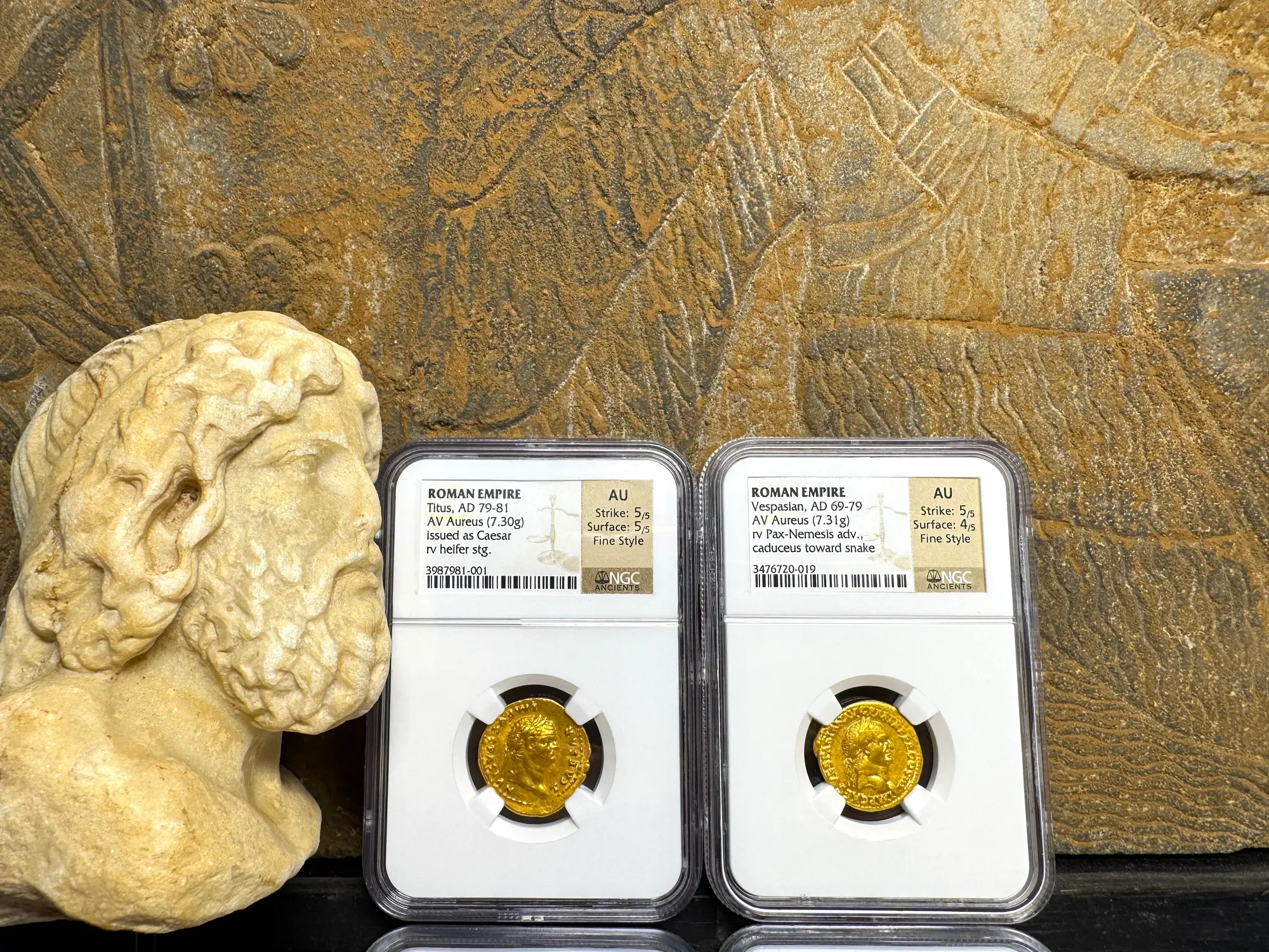 Roman Empire "Vespasian" 10th Caesar NGC AU 5x4 Fine Style 8