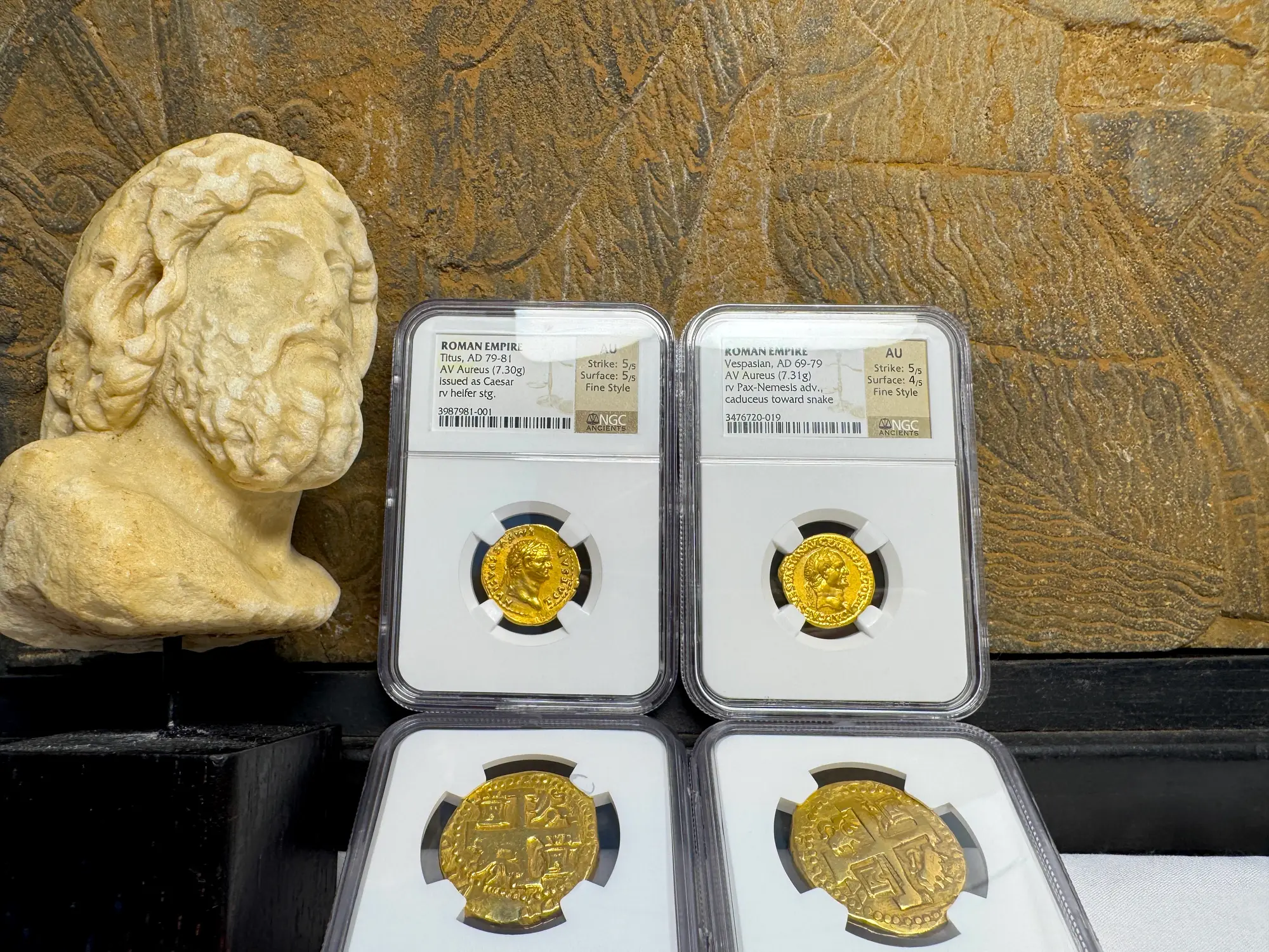 Roman Empire "Vespasian" 10th Caesar NGC AU 5x4 Fine Style 9