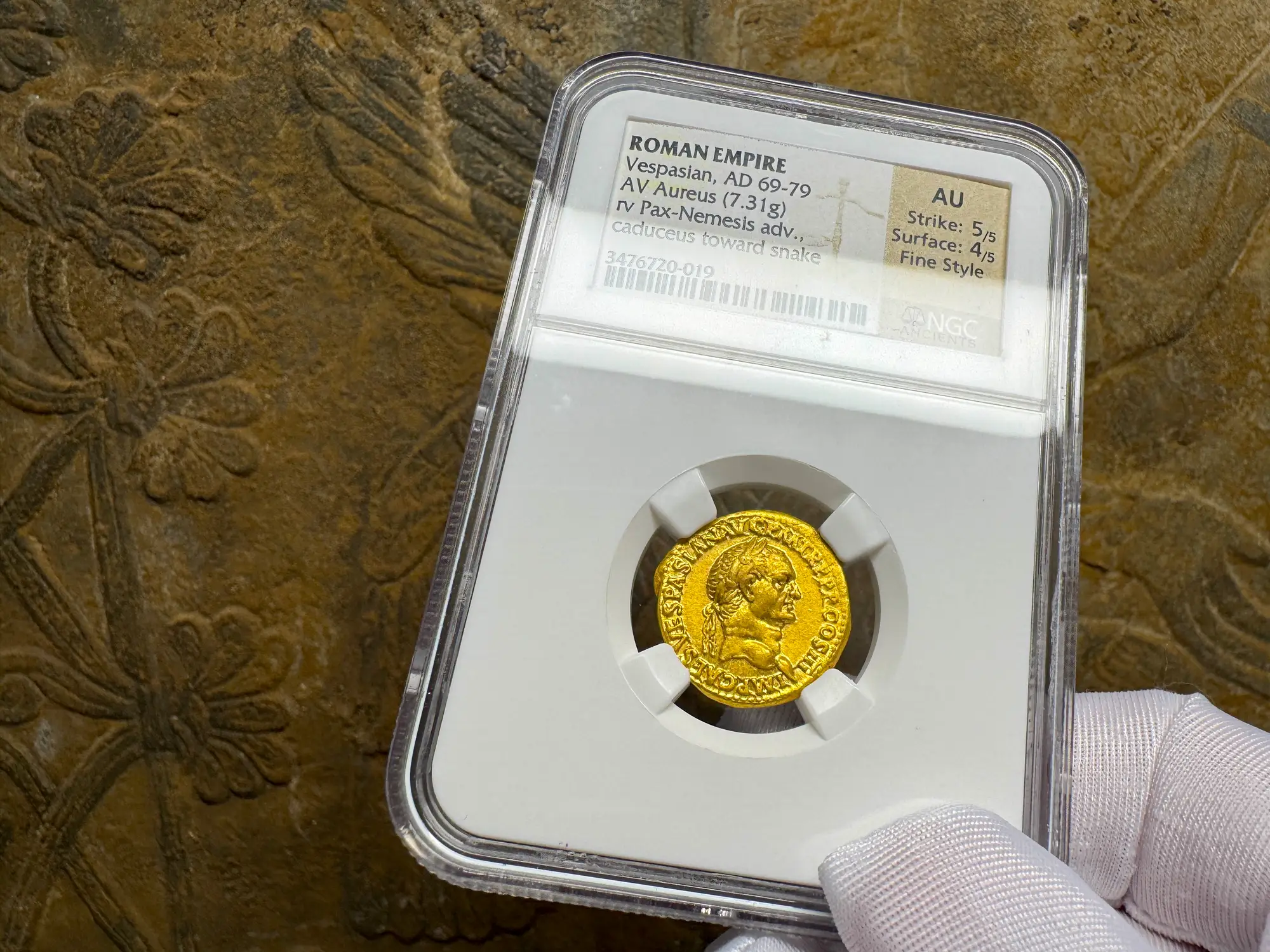 Roman Empire "Vespasian" 10th Caesar NGC AU 5x4 Fine Style 16