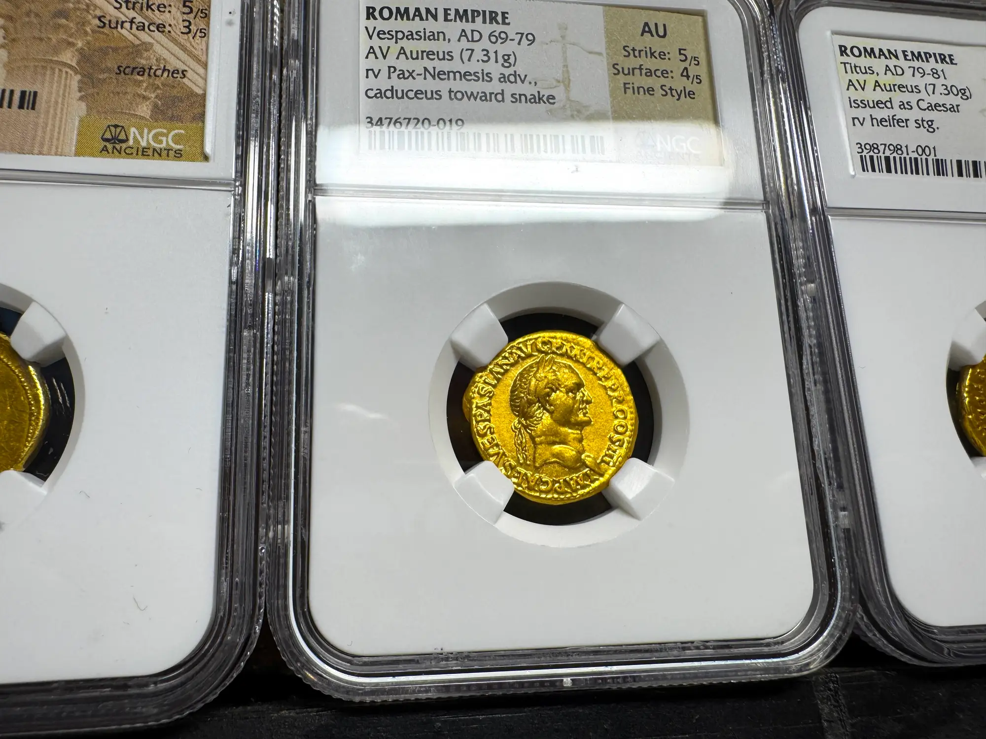 Roman Empire "Vespasian" 10th Caesar NGC AU 5x4 Fine Style 23