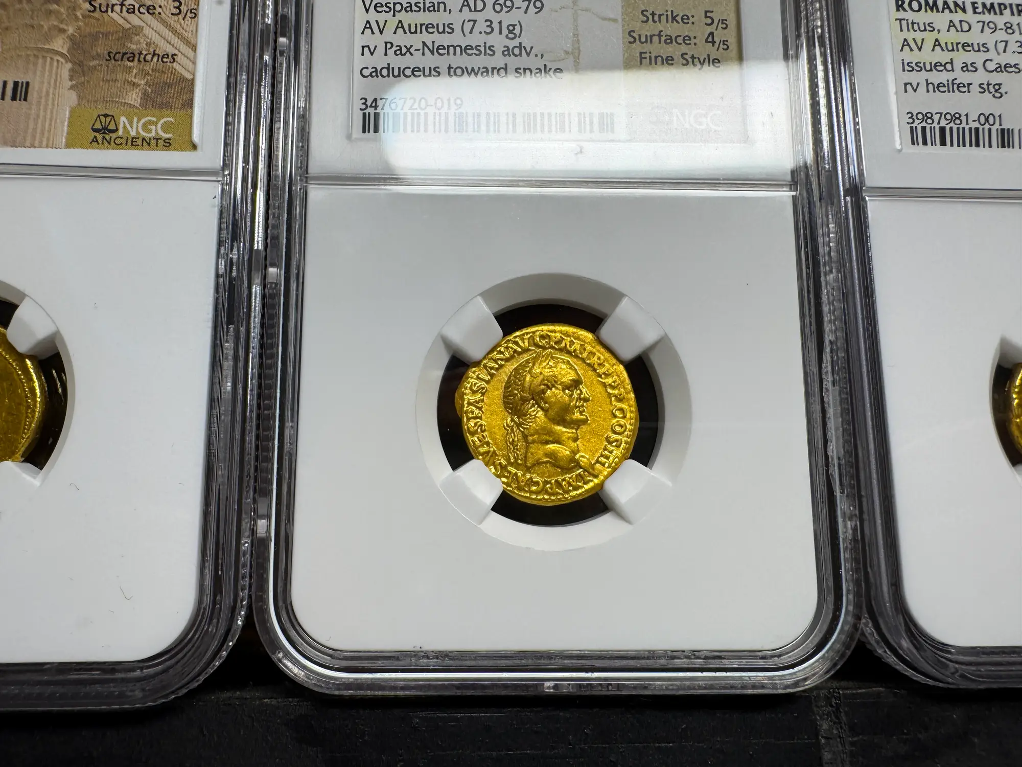 Roman Empire "Vespasian" 10th Caesar NGC AU 5x4 Fine Style 24