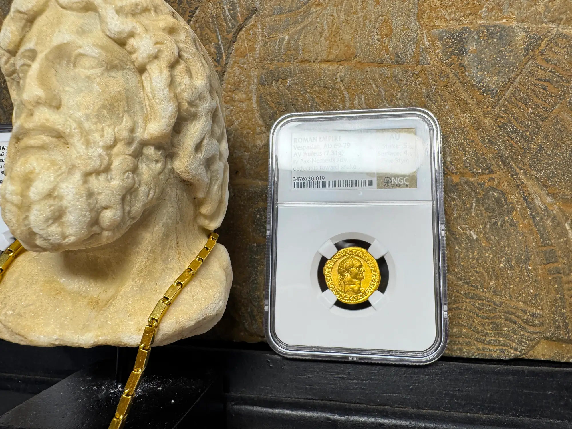 Roman Empire "Vespasian" 10th Caesar NGC AU 5x4 Fine Style 27