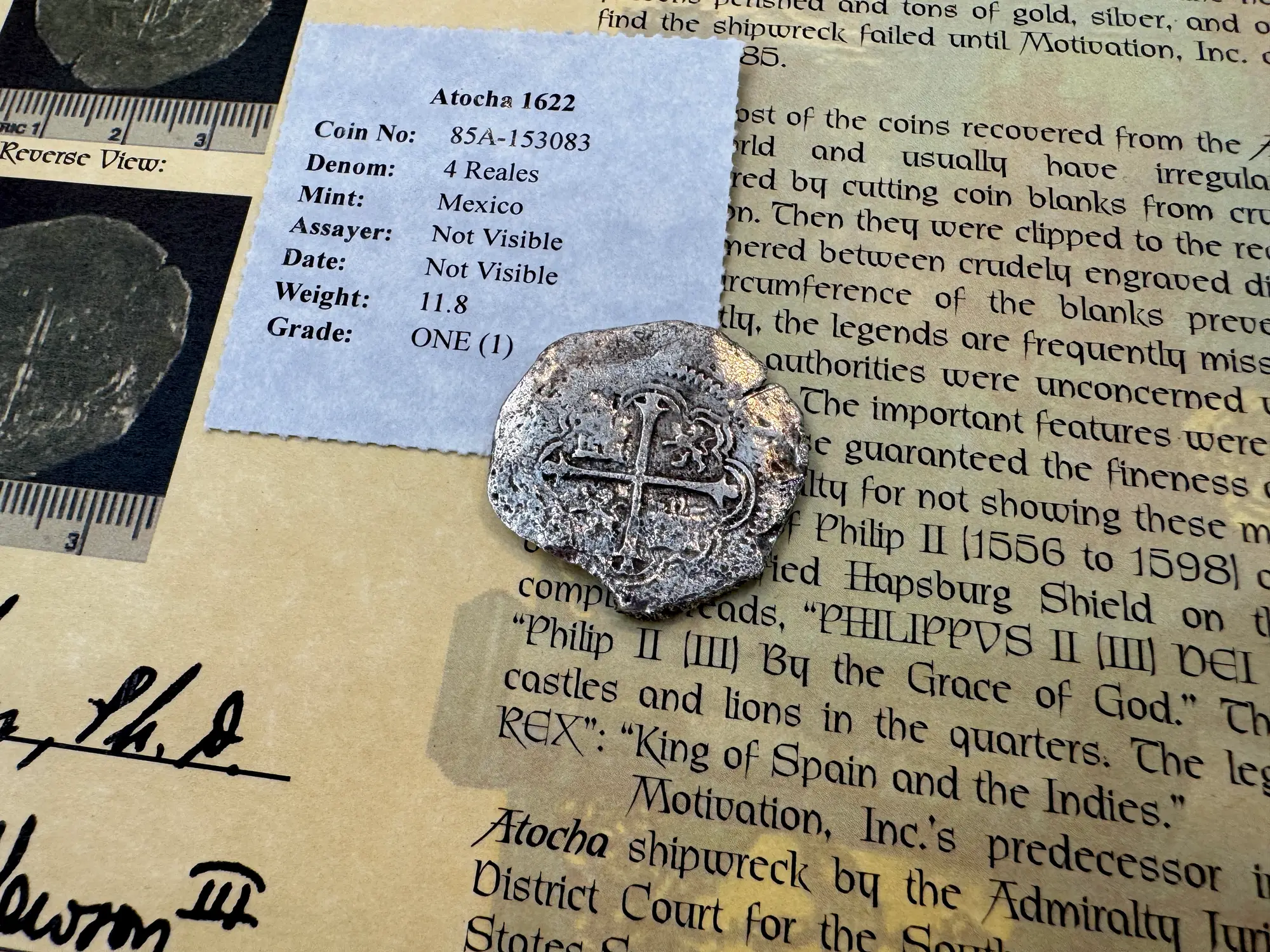 Mexico 4 Reales 1598-21 "Atocha 1622 Shipwreck" Grade 1 2