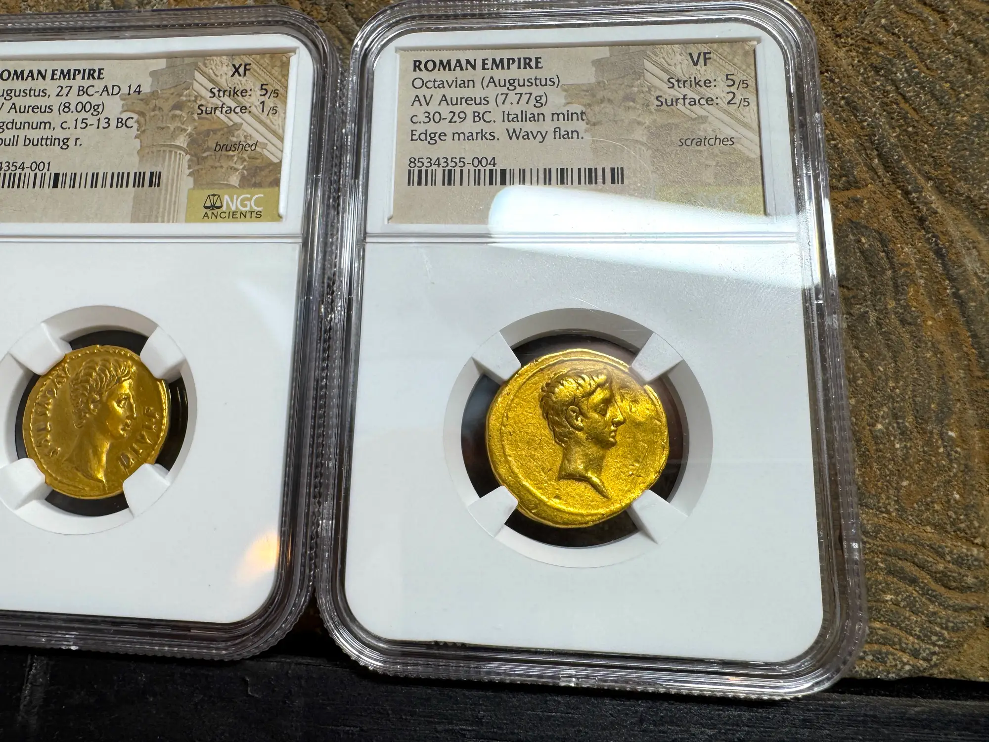 Roman Empire "Octavian" 30BC Aureus NGC VF 5x2 2