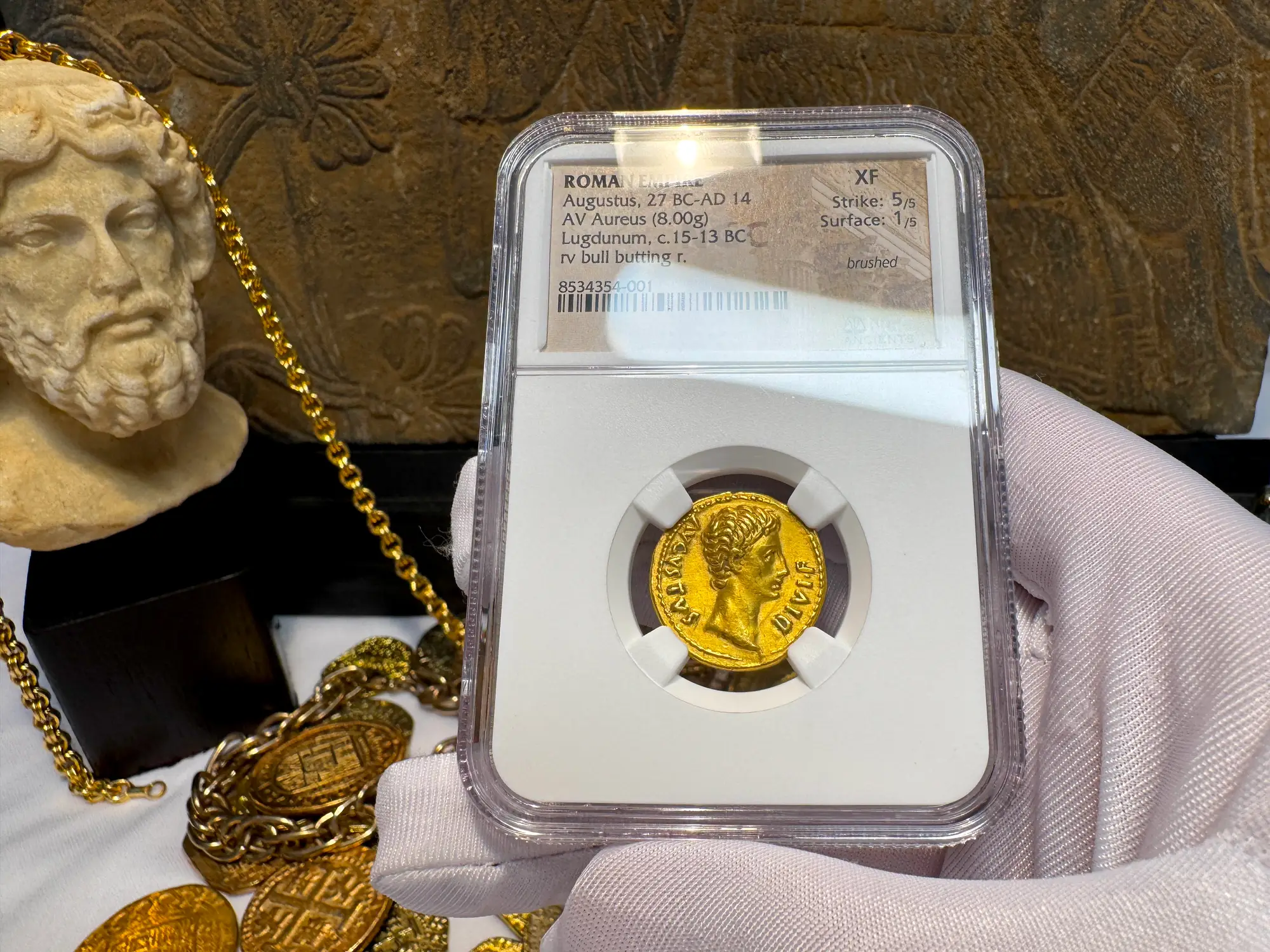 Roman Empire "Augustus | Bull" 2nd of 12 Caesars NGC XF 5x1 21